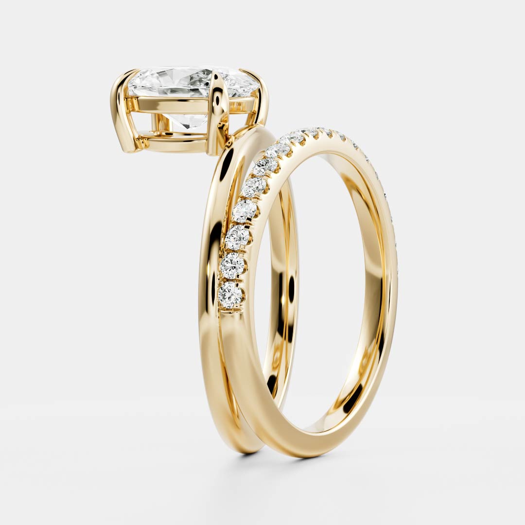 1.50 Carats Oval Shape Moissanite Double Band Engagement Ring