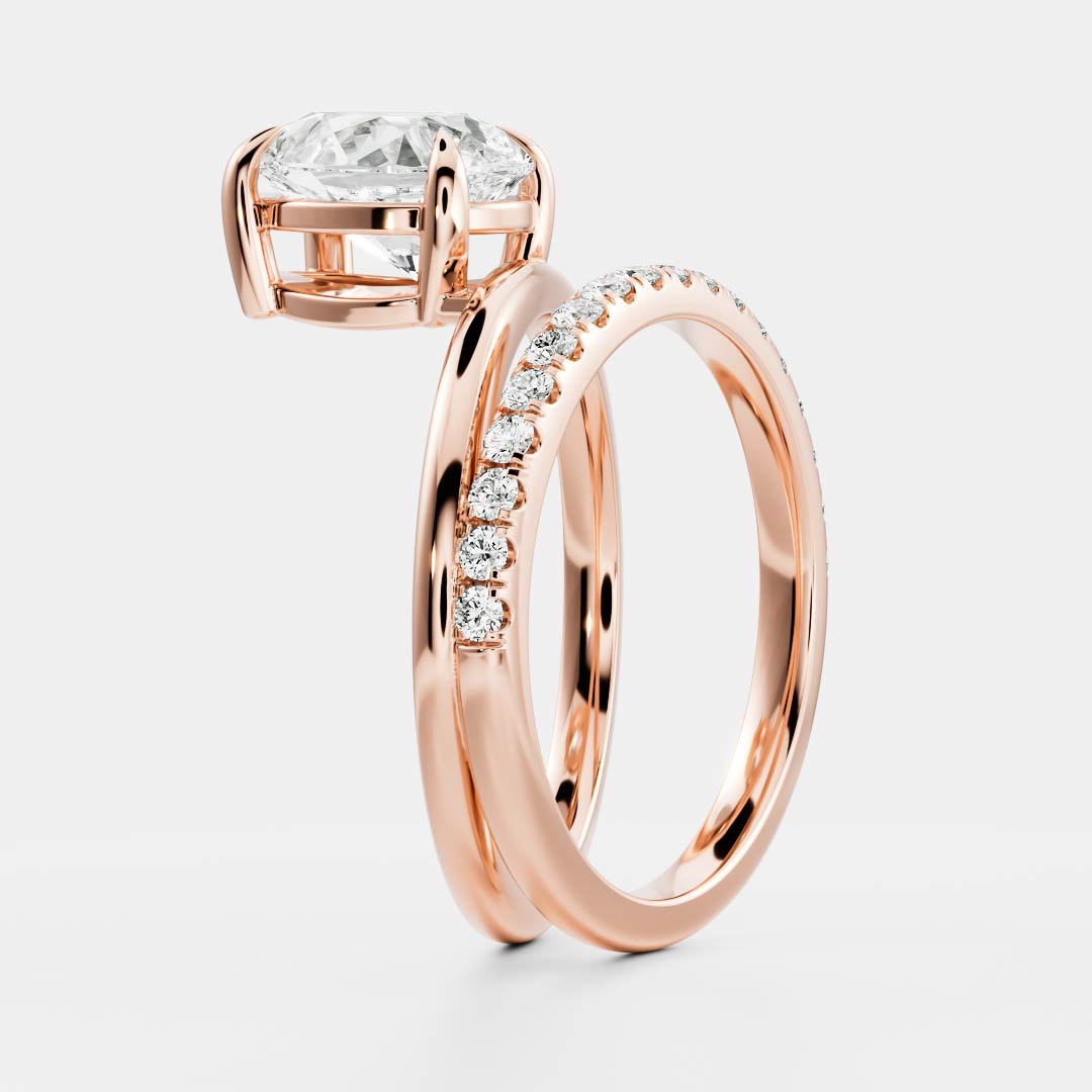 1.50 Carats Pear Shape Moissanite Double Band Engagement Ring