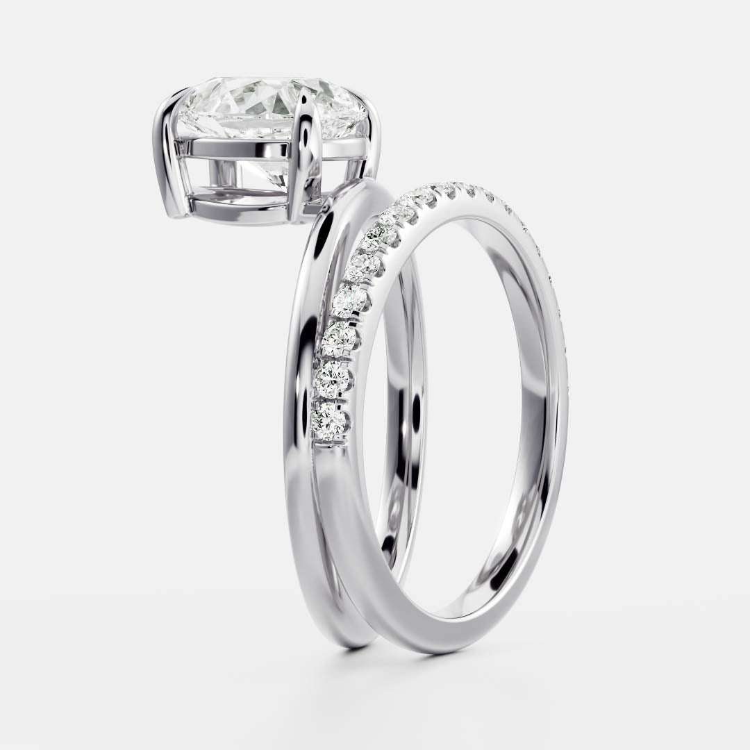 1.50 Carats Pear Shape Moissanite Double Band Engagement Ring