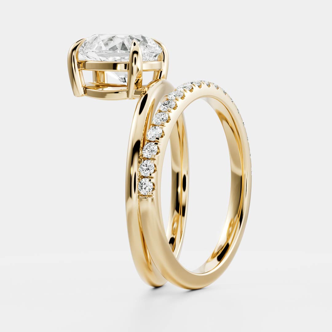 1.50 Carats Pear Shape Moissanite Double Band Engagement Ring