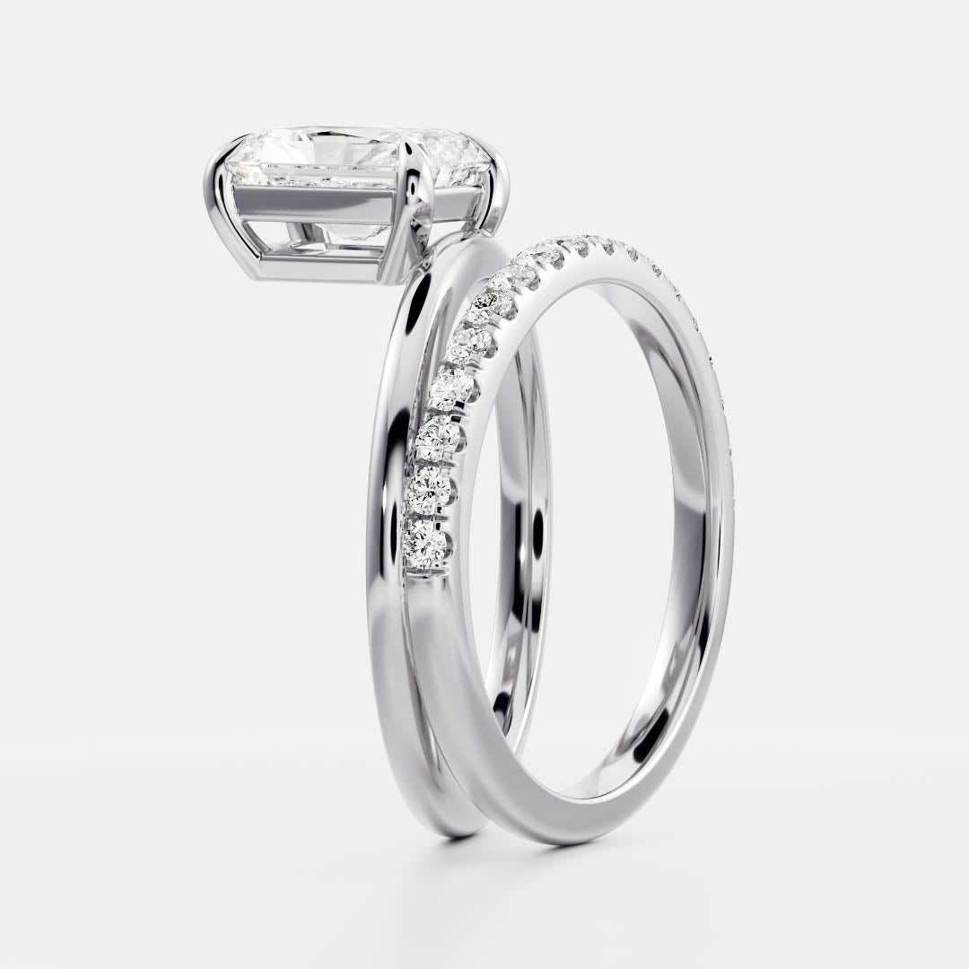 1.10 Carats Radiant Shape Moissanite Double Band Engagement Ring
