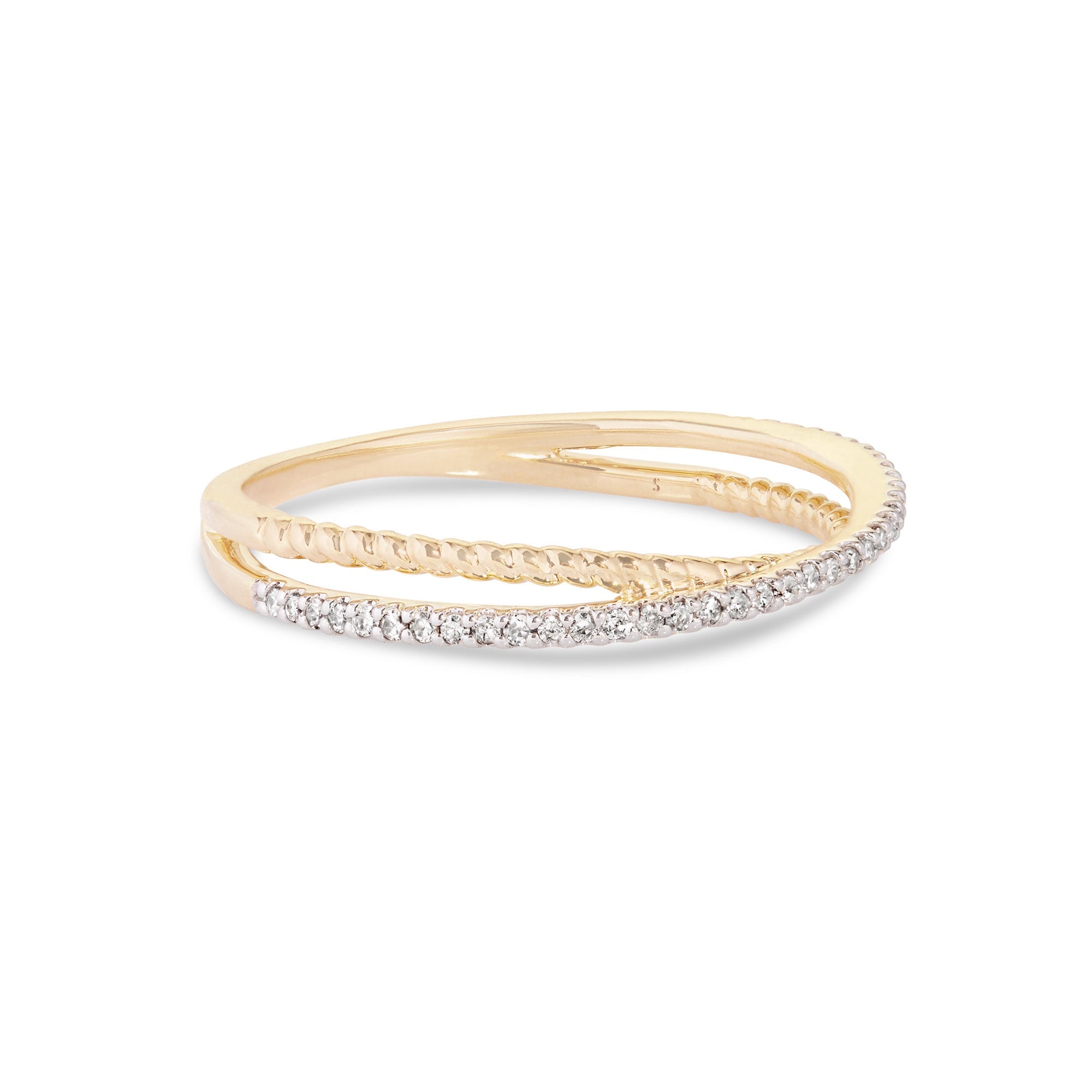 0.11 Carats Lab Grown Diamond Round Shape Twisted Wedding Band