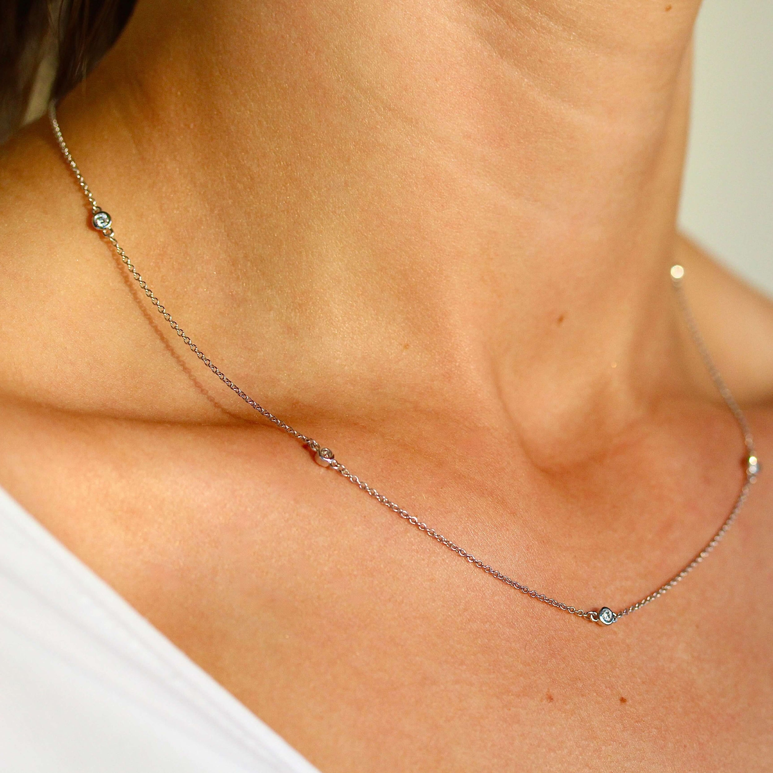 0.25 Carats Round Shape Moissanite Dainty Necklace