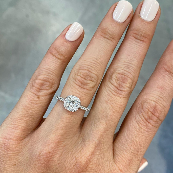 1.50 Carats Lab Grown Diamond Cushion Shape E-VS1 Halo Engagement Ring