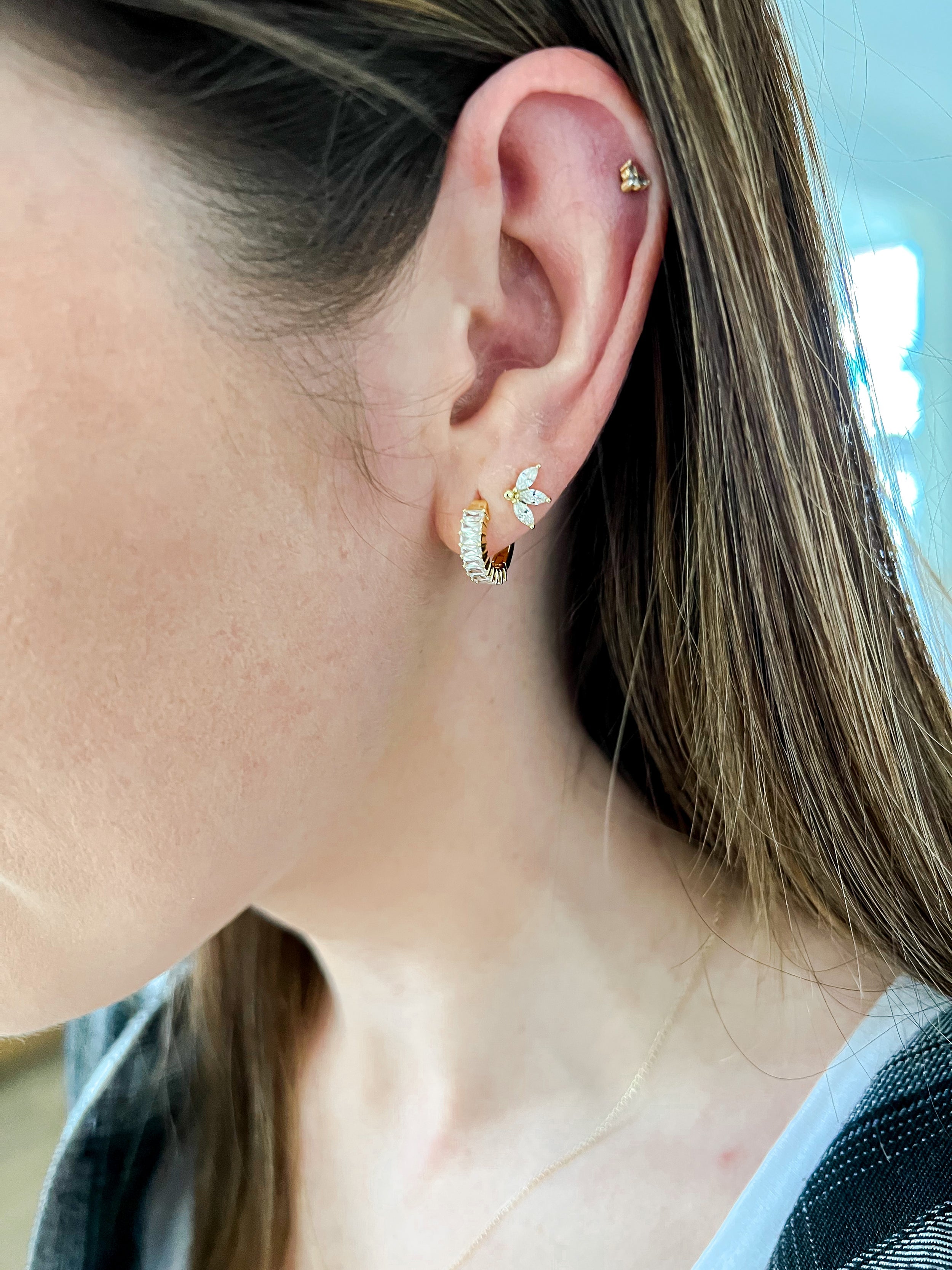 0.50 TCW Baguette Shape Moissanite Hoops Earrings