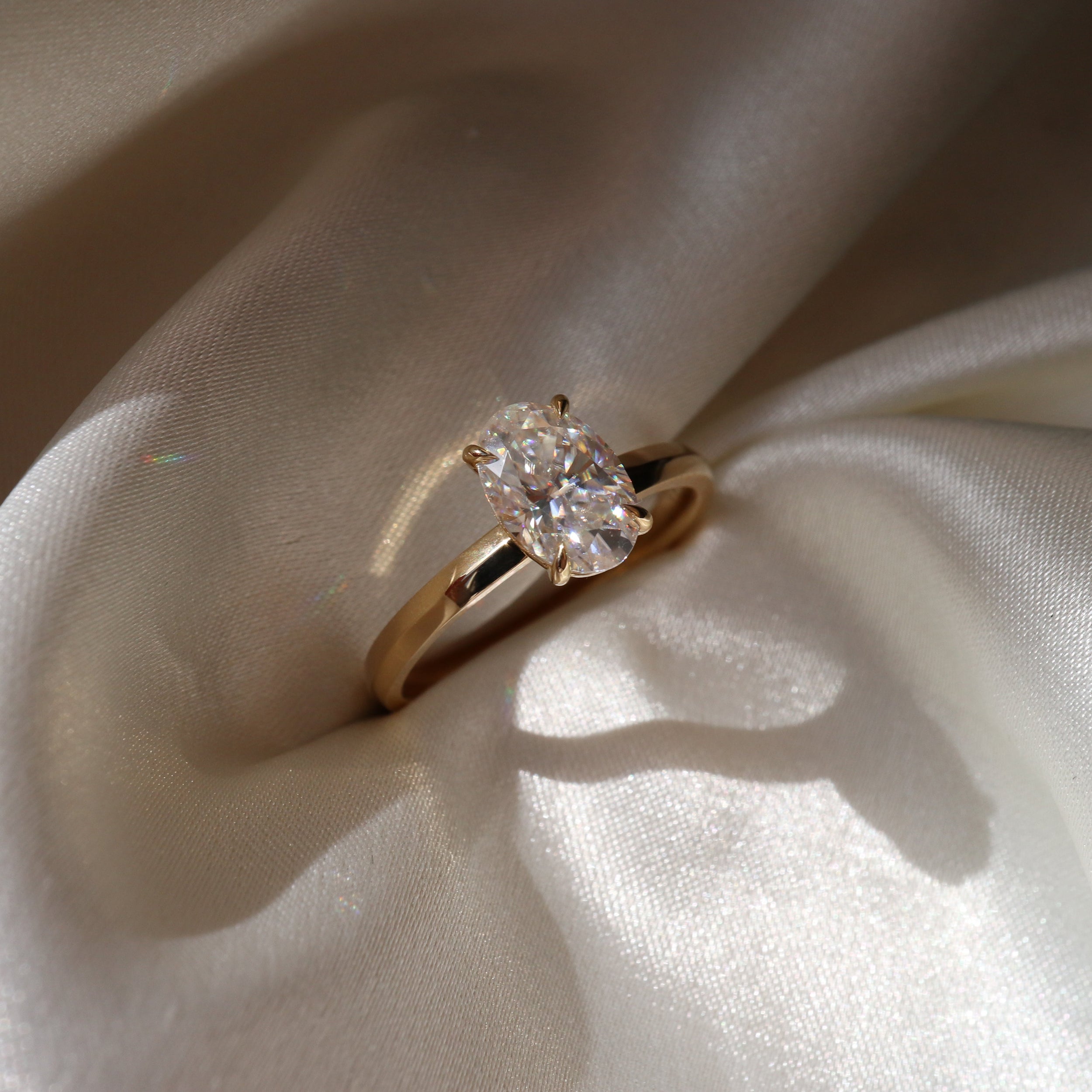 0.40 Carats Oval Shape Moissanite Solitaire Engagement Ring