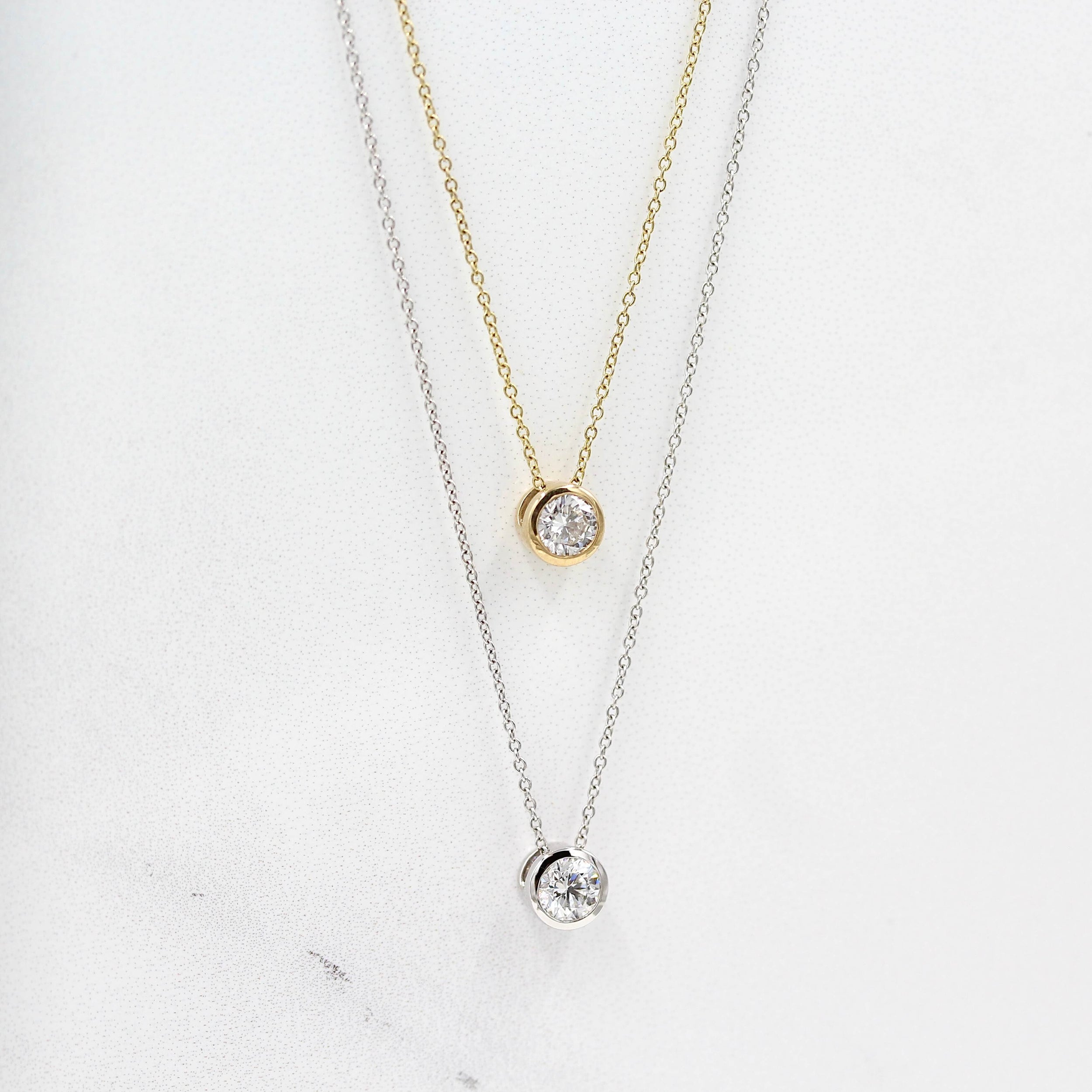 0.25 Carats Round Shape Moissanite Bezel Necklace