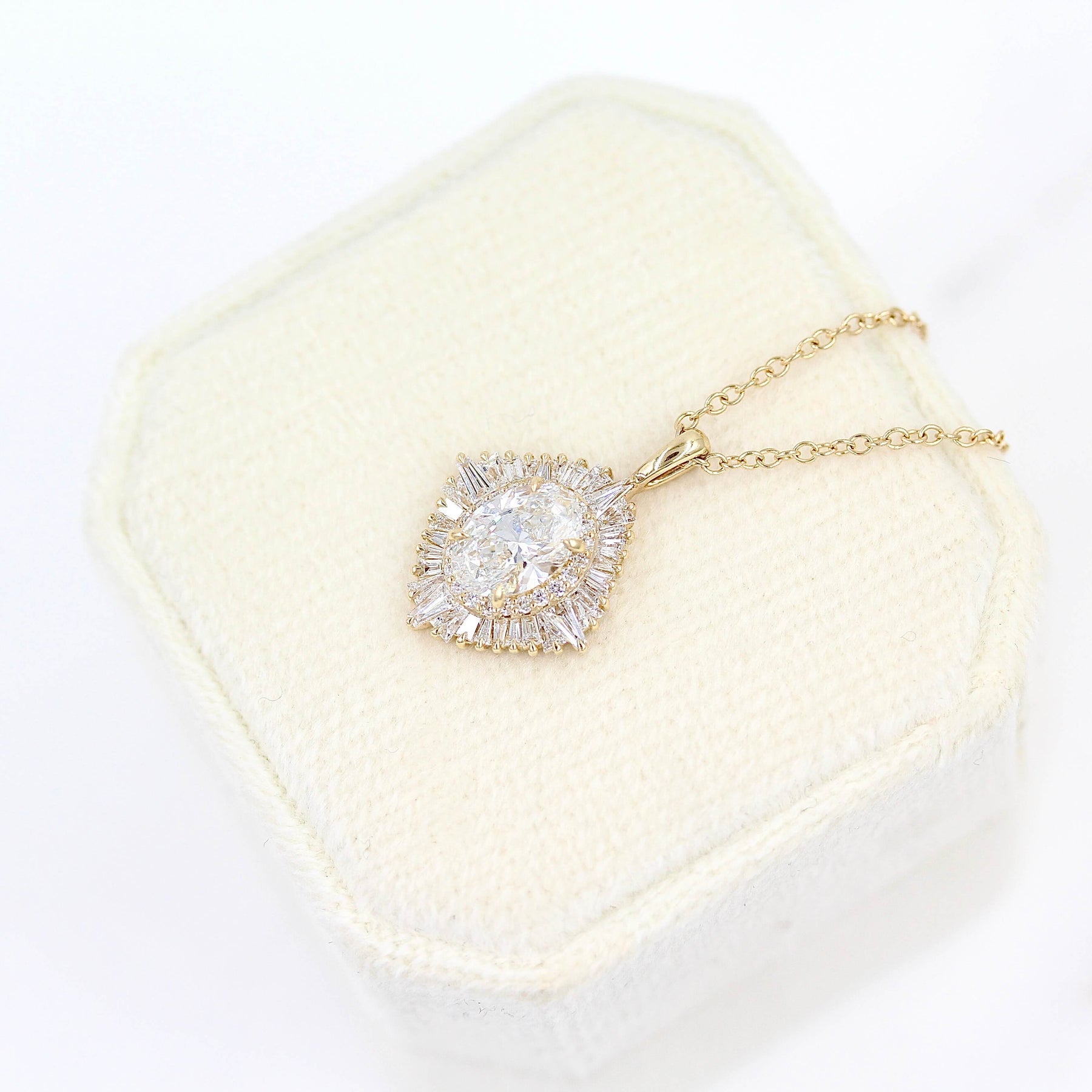 1.25 Carats Oval Shape Moissanite Halo Necklace