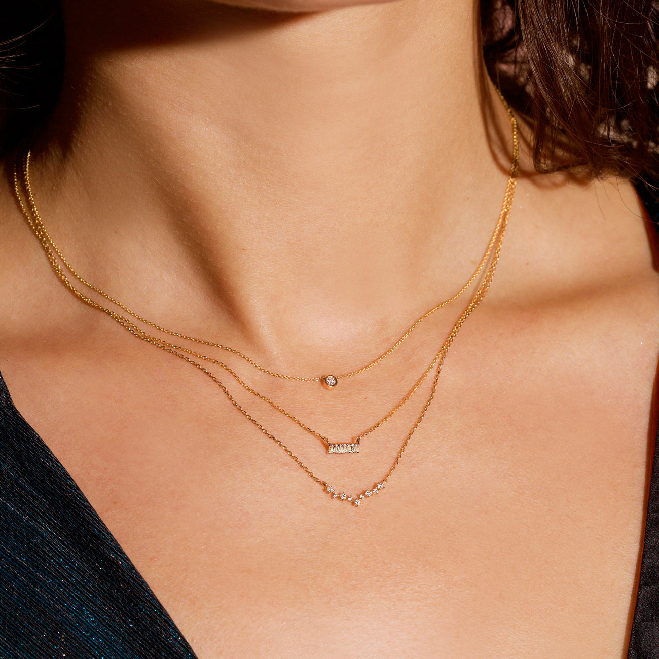 0.04 Carats Round Shape Moissanite Stars Necklace