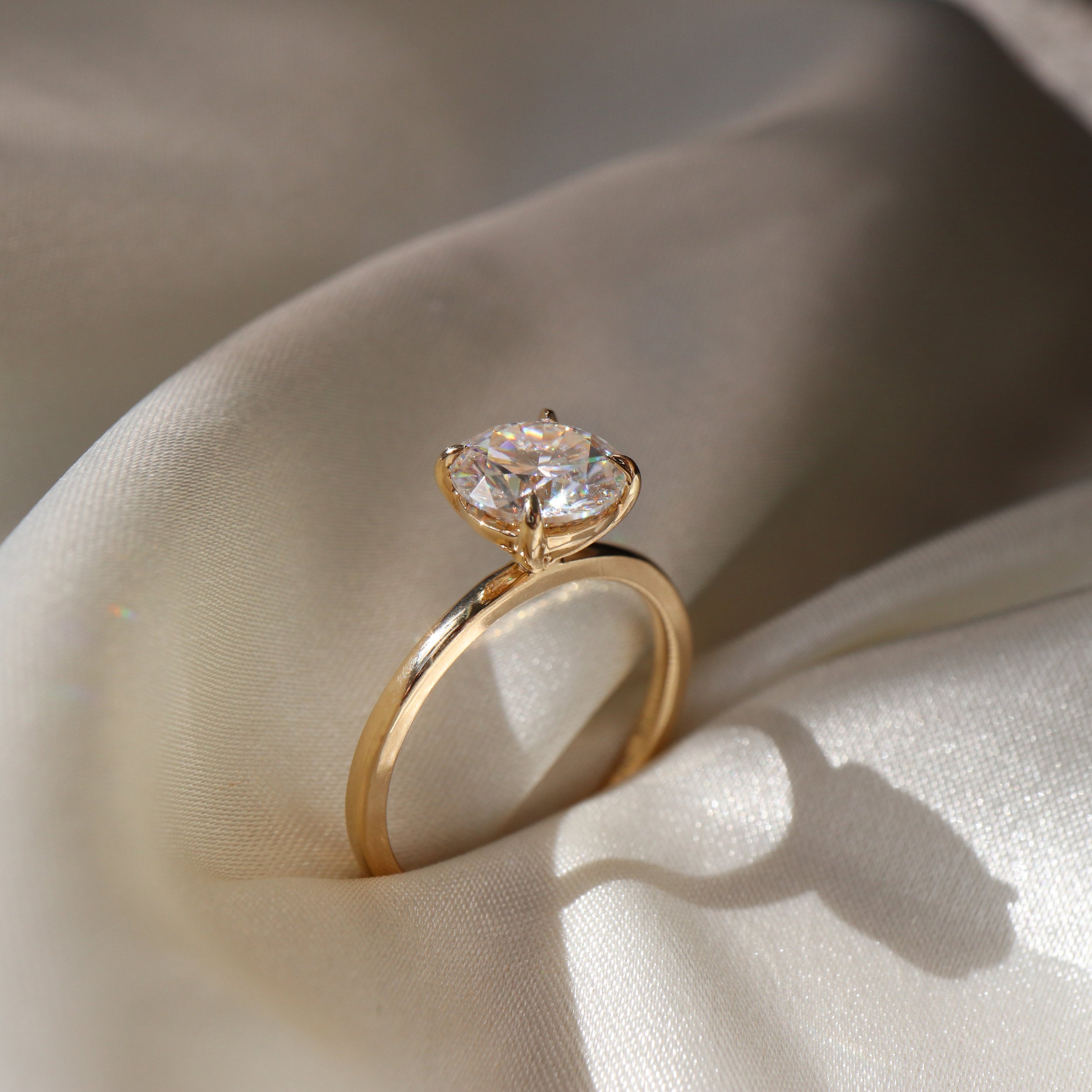 1.70 Carats Round Shape Moissanite Solitaire Engagement Ring