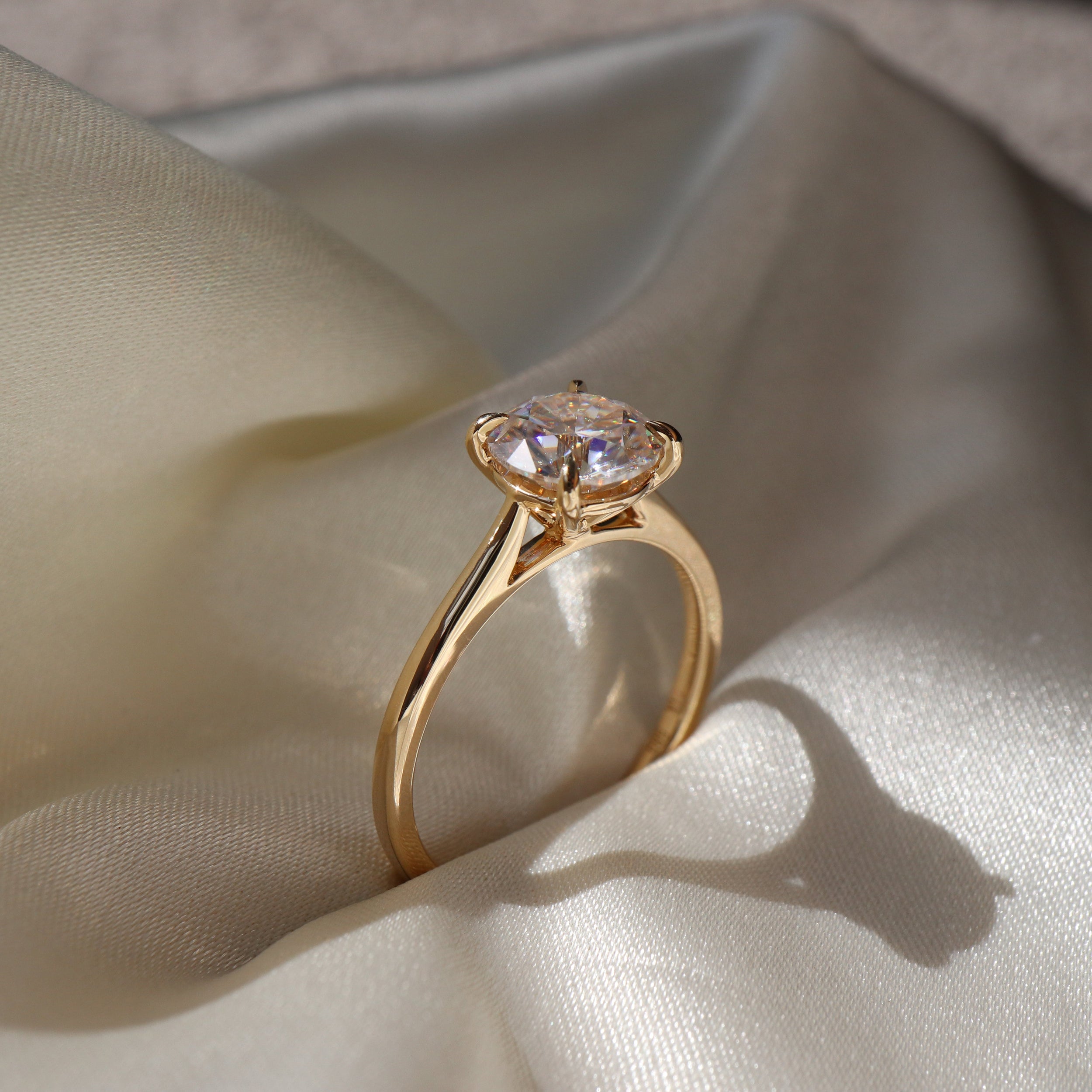0.80 Carats Round Shape Solitaire Moissanite Engagement Ring