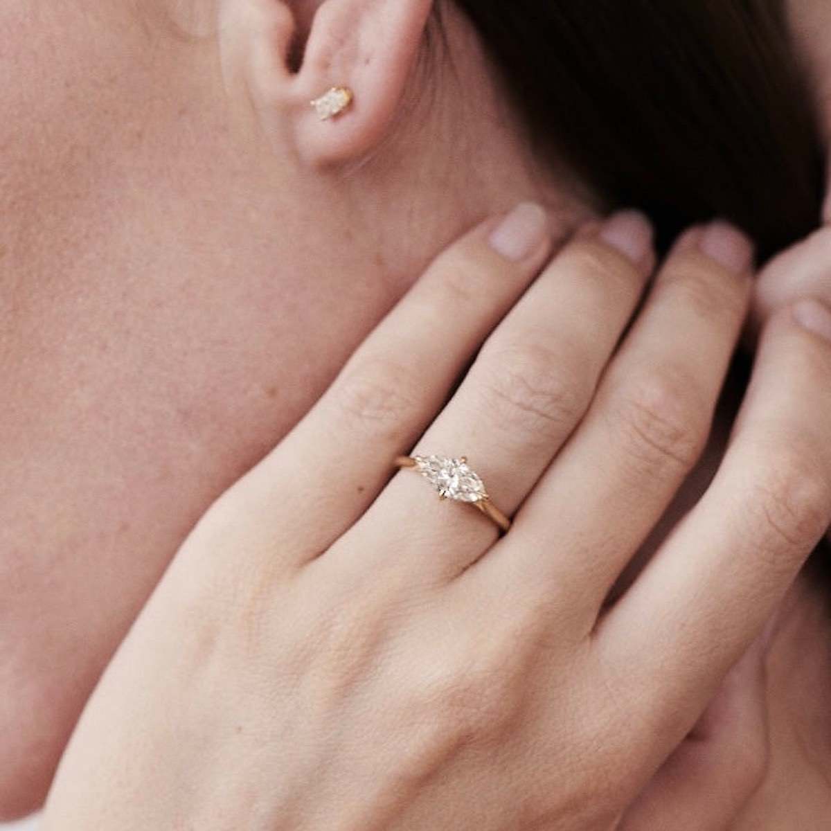 1.0 CT Marquise F/VS1 CVD Diamond Solitaire Engagement Ring