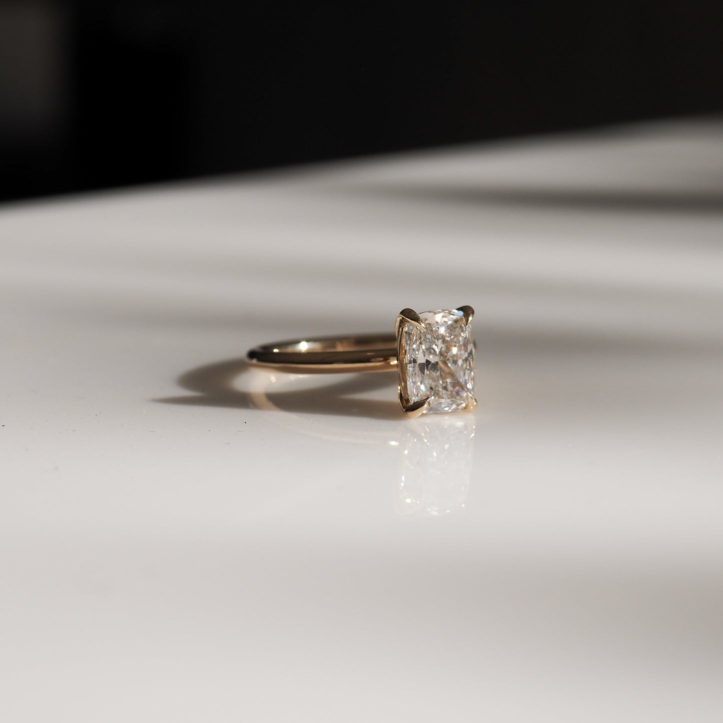 1.5 CT Elongated Cushion G/VS1 CVD Diamond Solitaire Engagement Ring