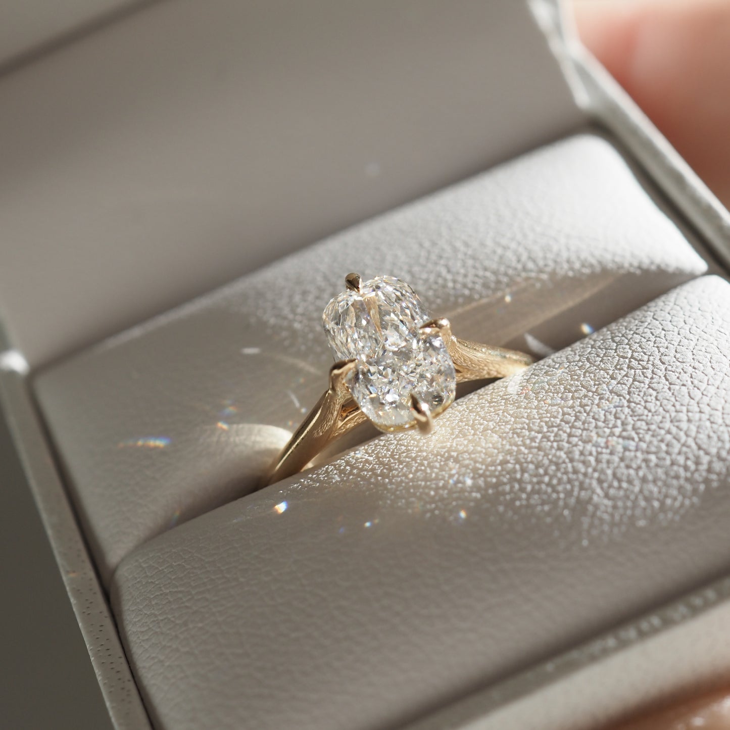1.5 CT Elongated Cushion E/VS1 CVD Diamond Solitaire Engagement Ring