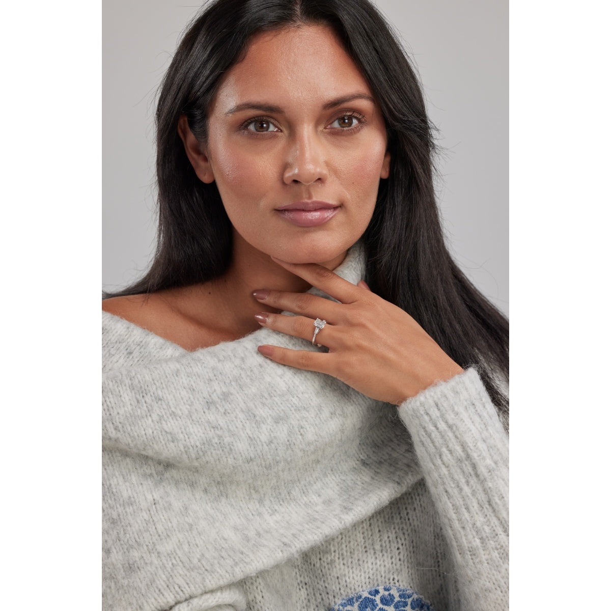 1.50 Carats Lab Grown Diamond Emerald Shape E-VS1 Three Stone Engagement Ring