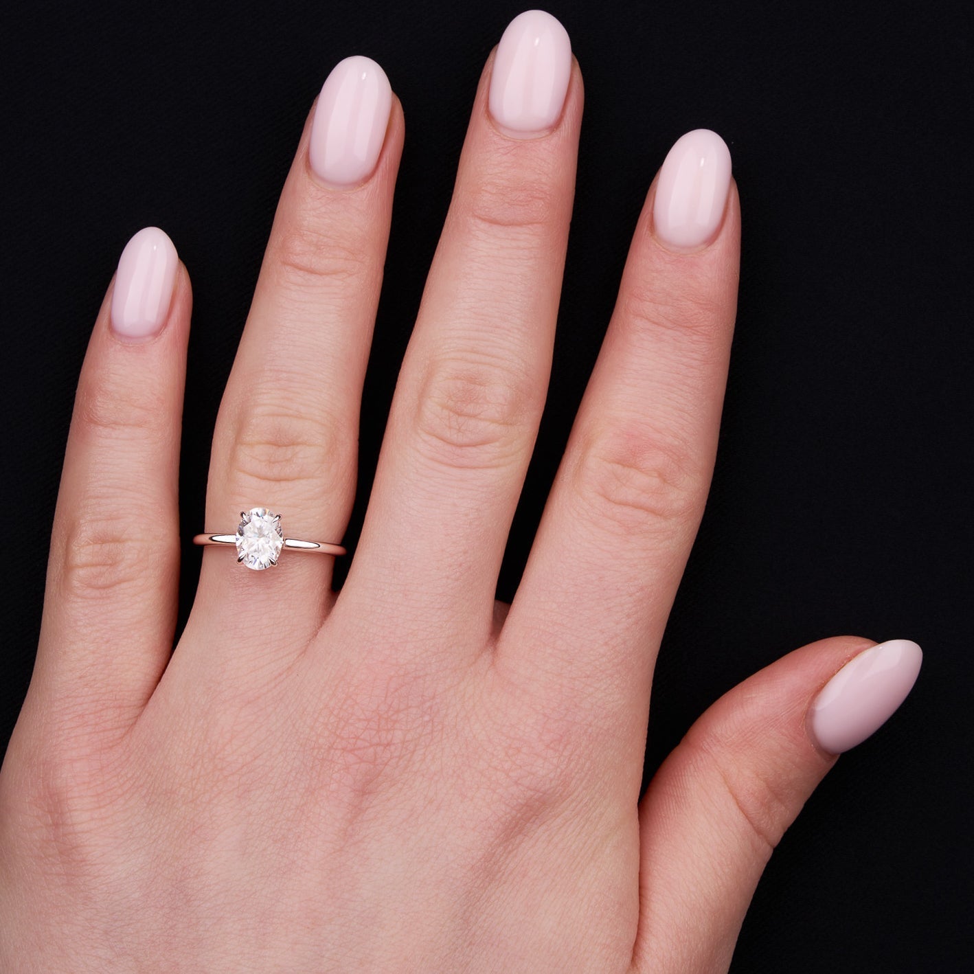 1.4 Carats Oval Shape Solitaire Moissanite Engagement Ring