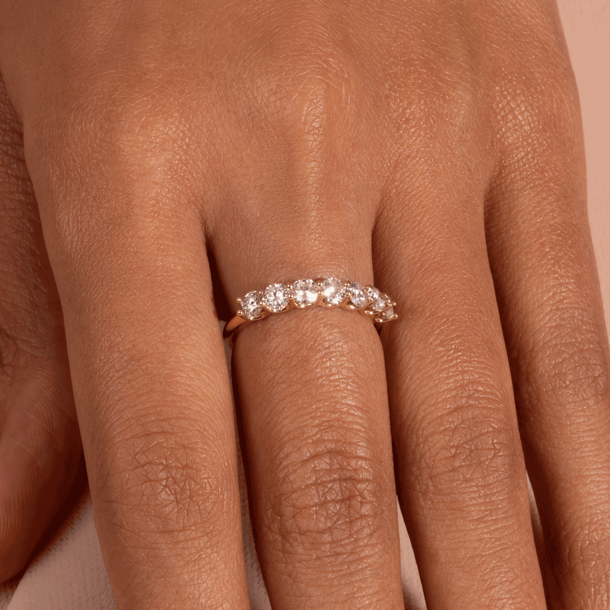 1.0 Carats Lab Grown Diamond Round Shape Seven Stone Eternity Wedding Band