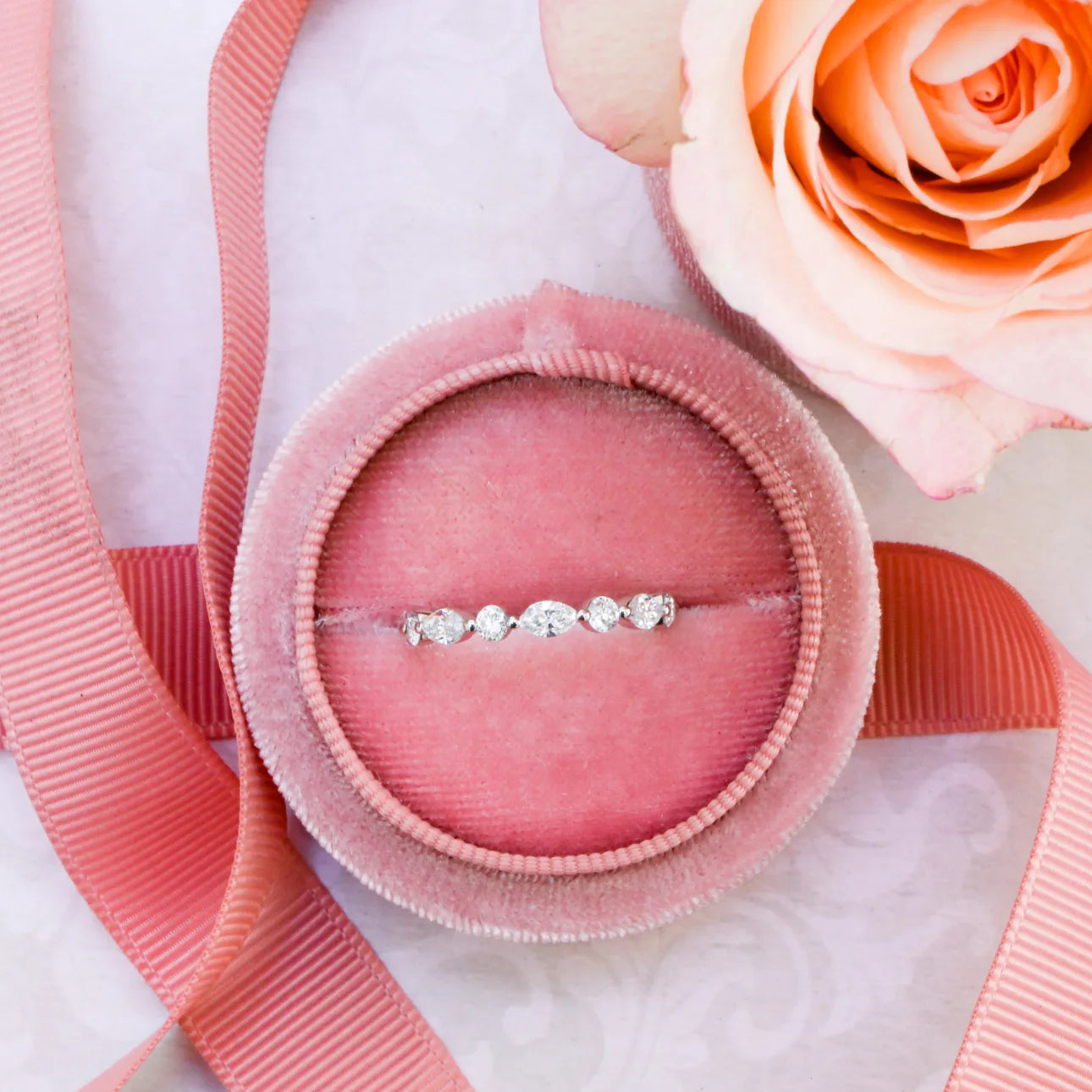 1.20 Carats Lab Grown Diamond Marquise & Round Shape Bezel Wedding Band