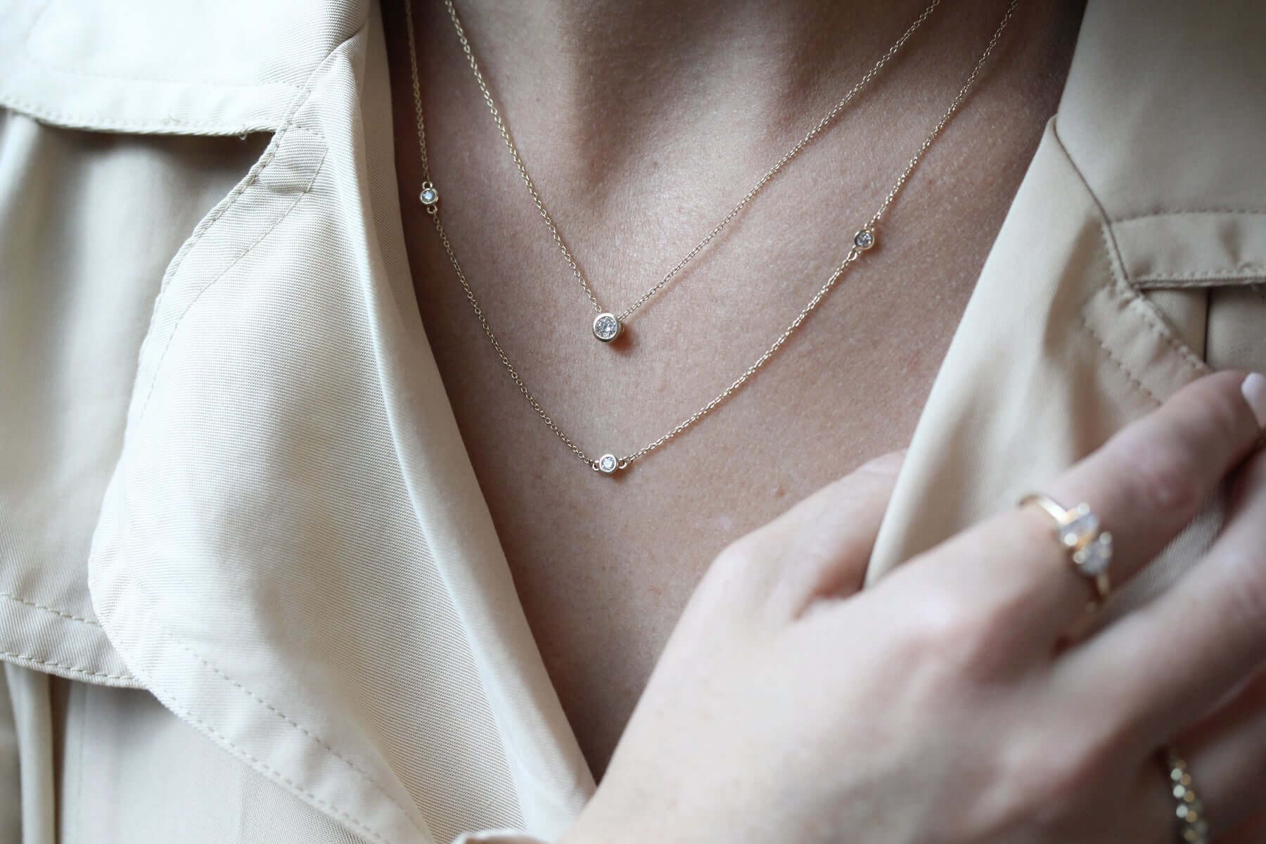 0.25 Carats Round Shape Moissanite Dainty Necklace