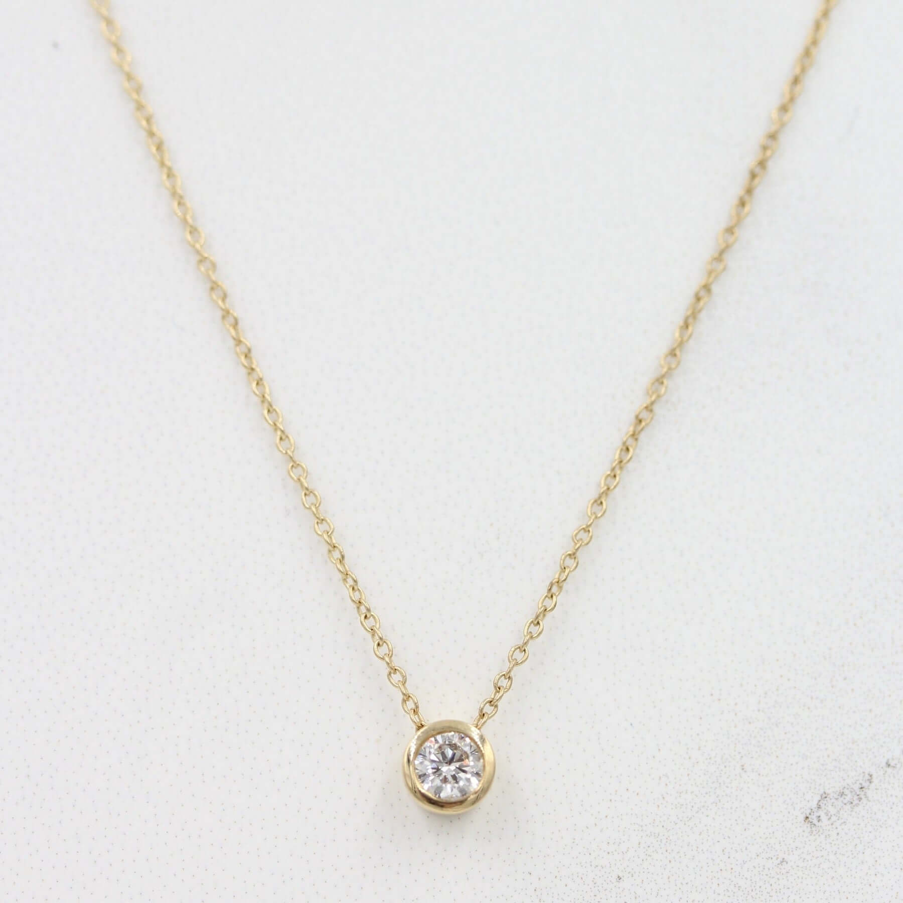 0.25 Carats Round Shape Moissanite Bezel Necklace