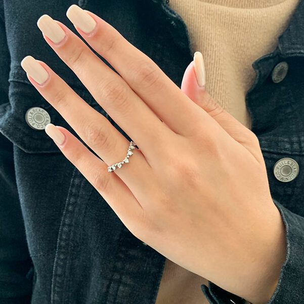 0.50 Carats Lab Grown Diamond Round Shape Curved Wedding Band