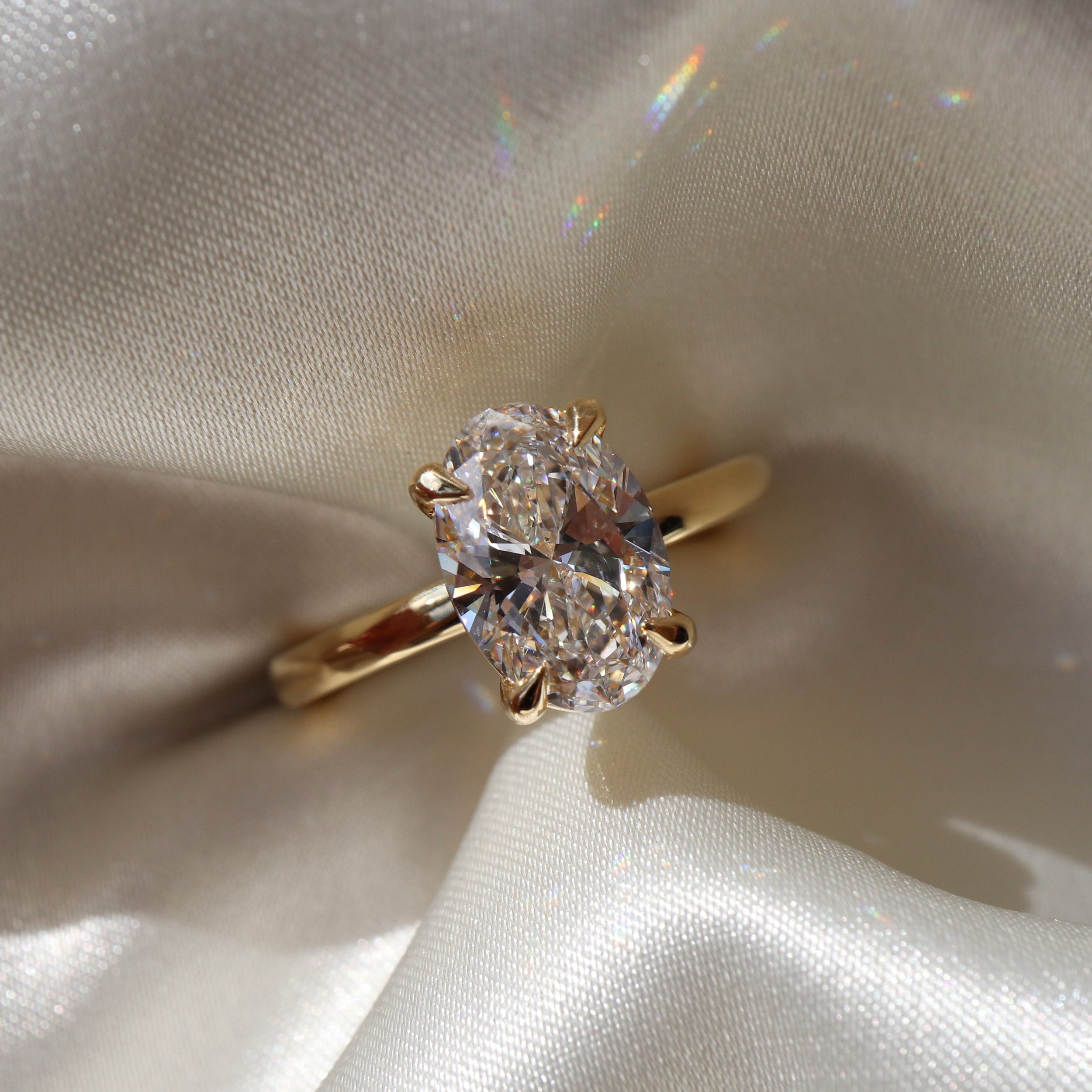 1.3 Carats Oval Shape Solitaire Moissanite Engagement Ring