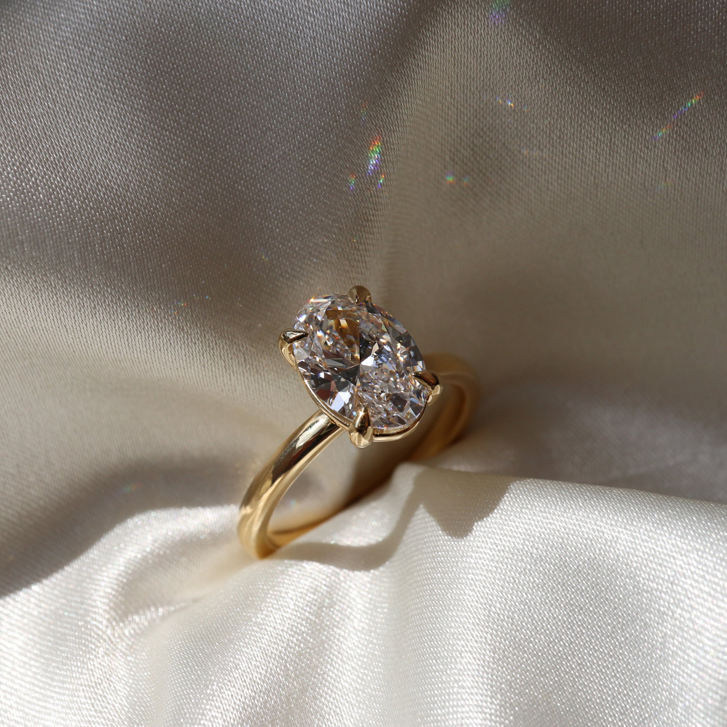 1.3 Carats Oval Shape Solitaire Moissanite Engagement Ring