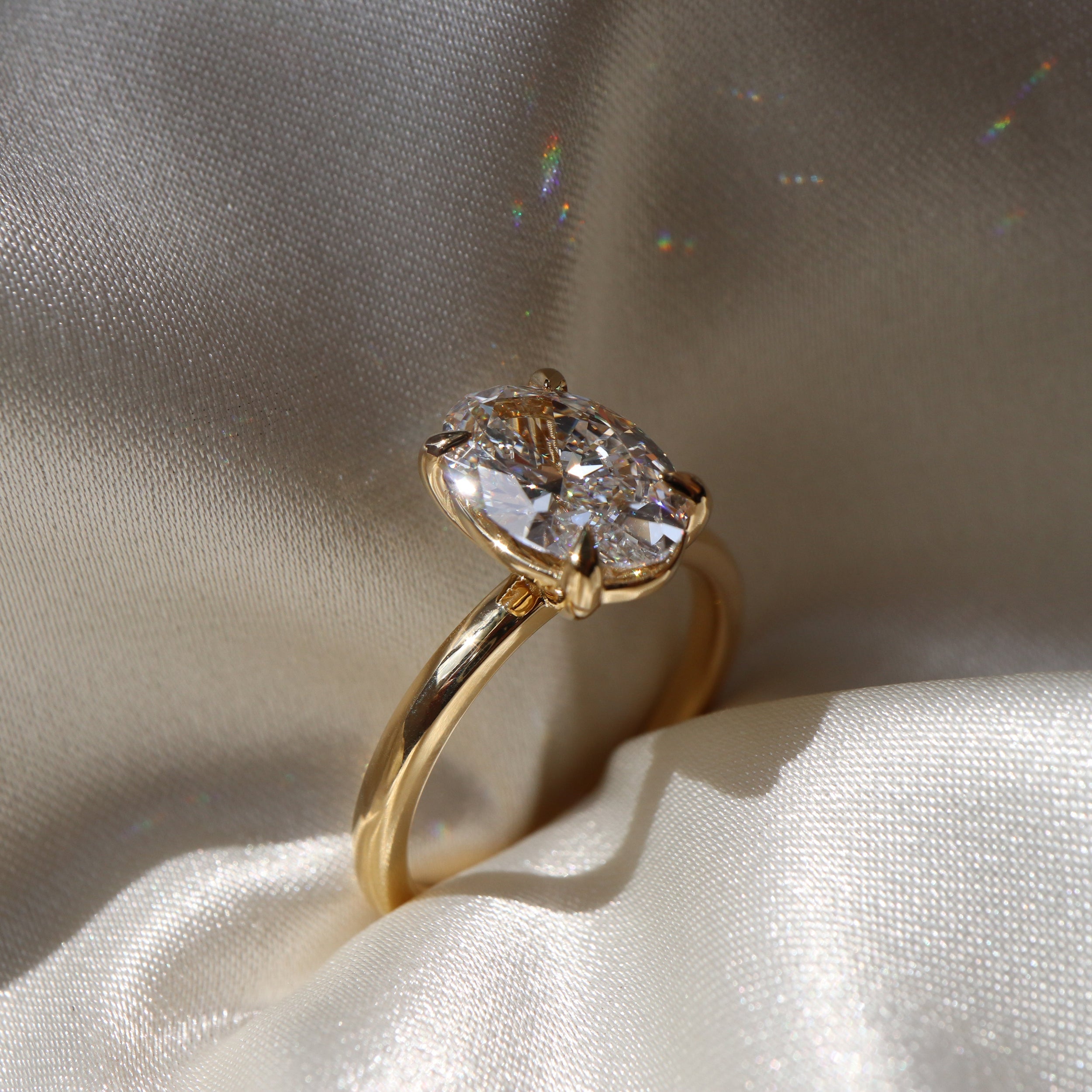 1.3 Carats Oval Shape Solitaire Moissanite Engagement Ring