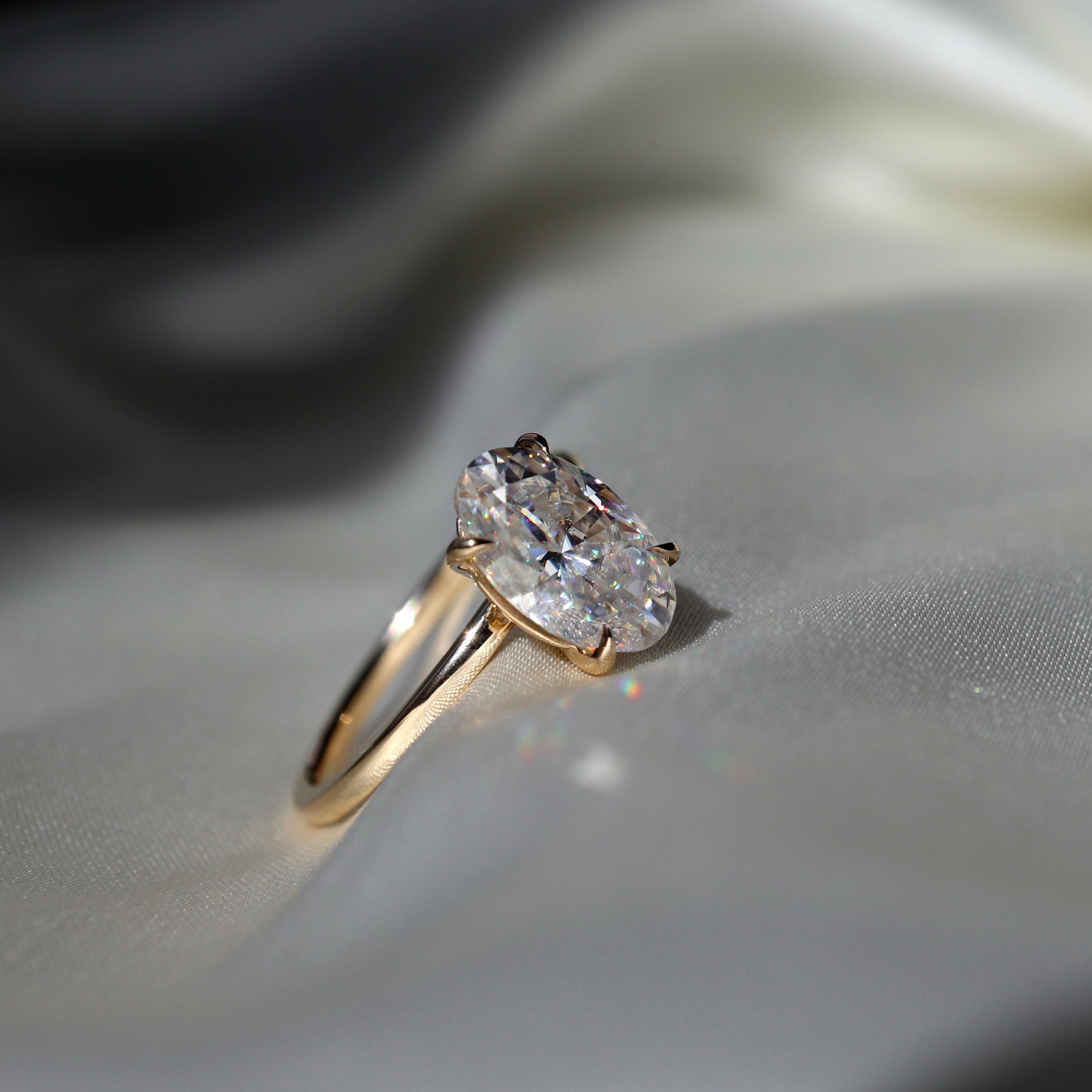 1.3 Carats Oval Shape Solitaire Moissanite Engagement Ring