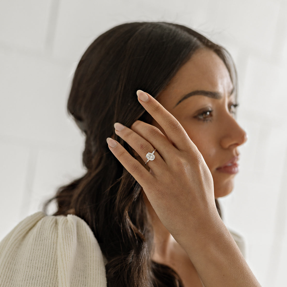 1.4 Carats Oval Shape Solitaire Moissanite Engagement Ring