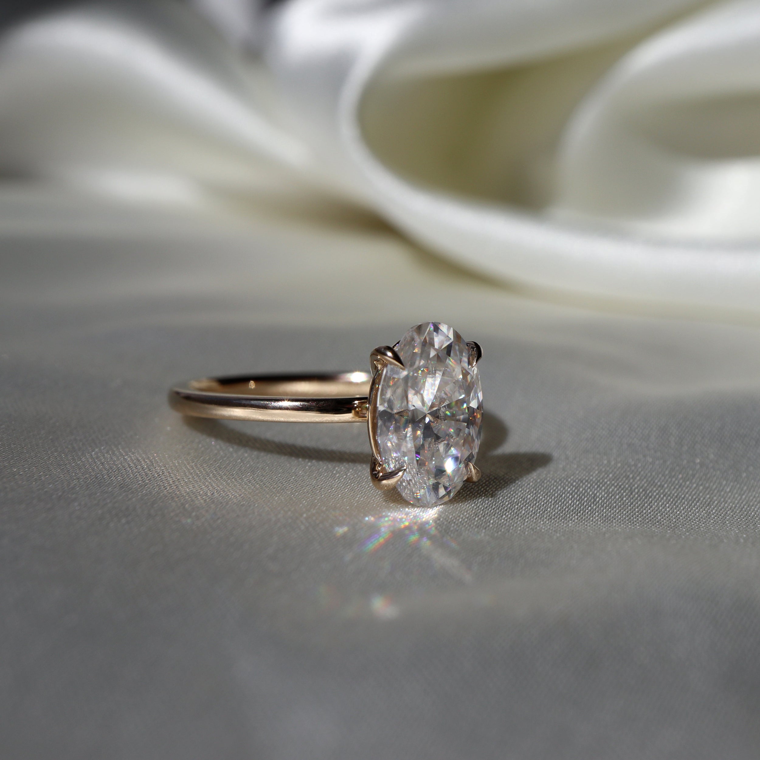 1.3 Carats Oval Shape Solitaire Moissanite Engagement Ring