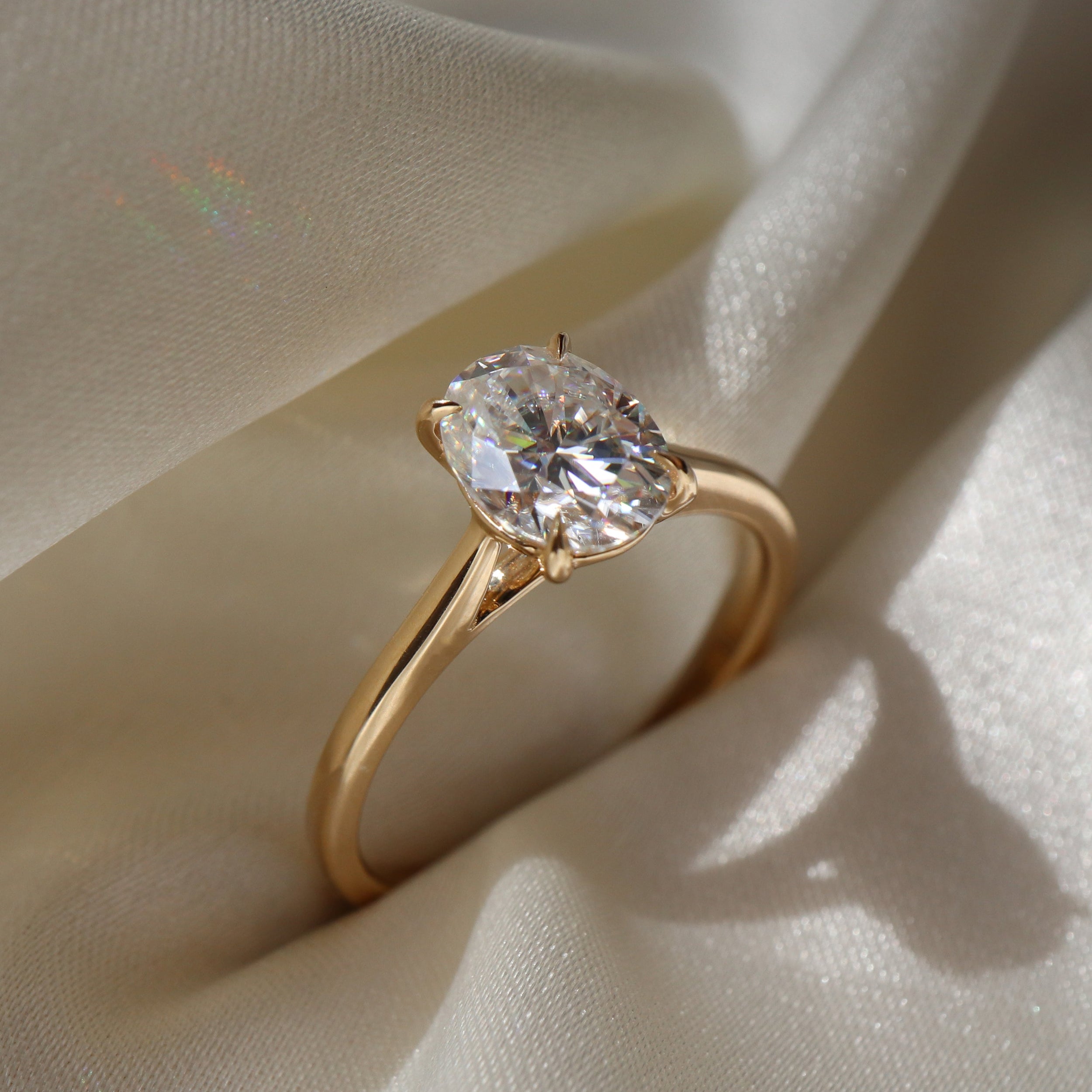 1.50 Carats Oval Shape Solitaire Moissanite Engagement Ring
