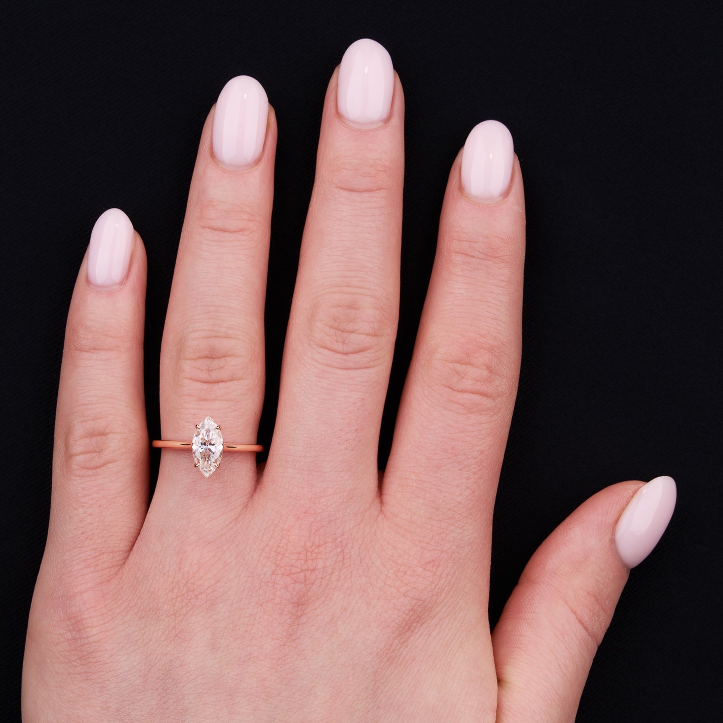 1.50 Carats Marquise Shape Moissanite Solitaire Engagement Ring