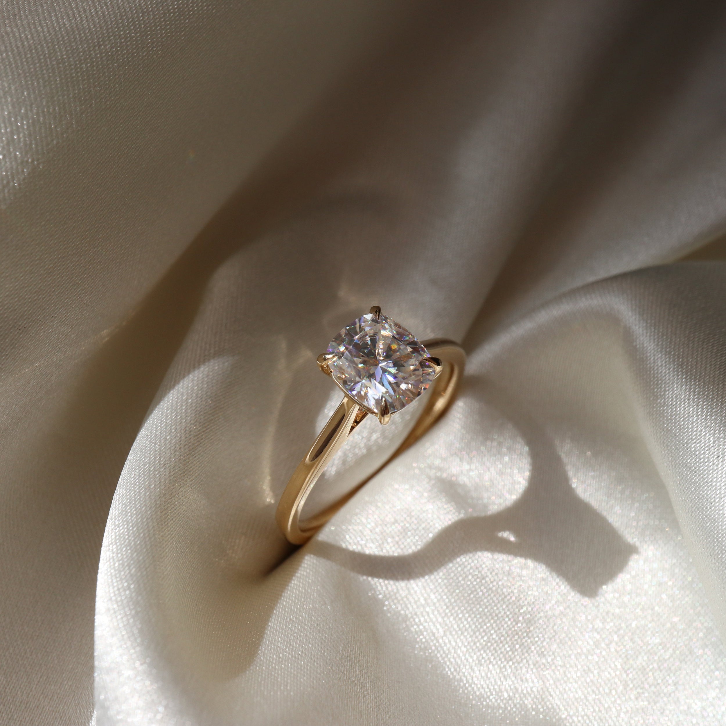 1.50 Carats Elongated Cushion Shape Moissanite Solitaire Engagement Ring