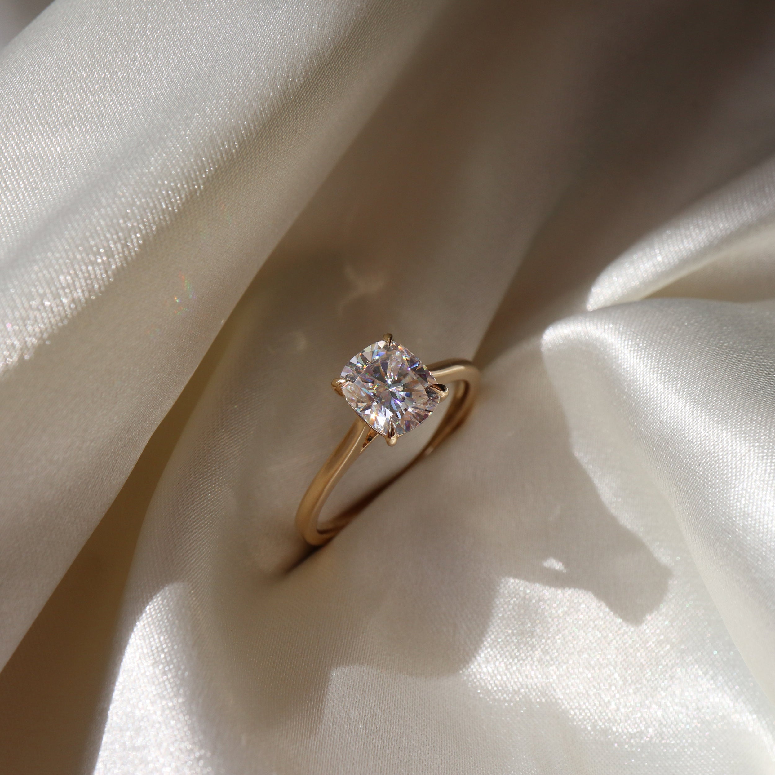 1.50 Carats Elongated Cushion Shape Moissanite Solitaire Engagement Ring