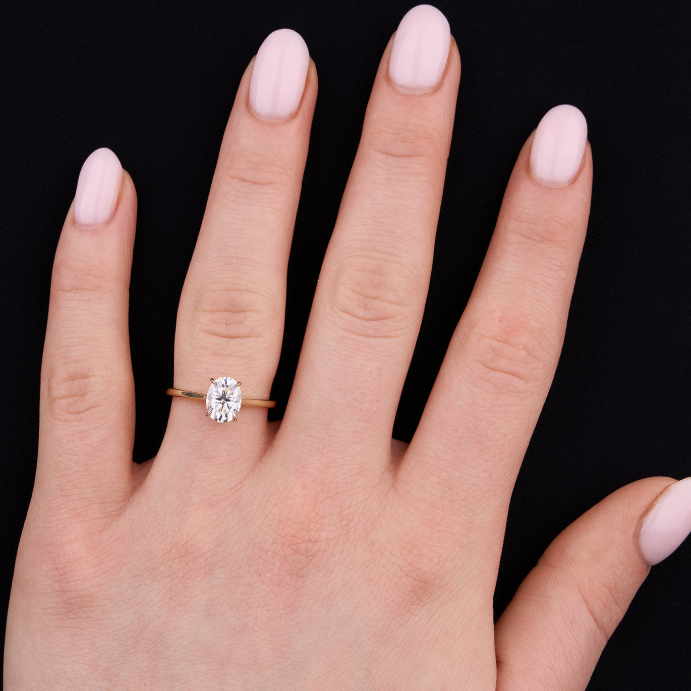 1.50 Carats Oval Shape Solitaire Moissanite Engagement Ring