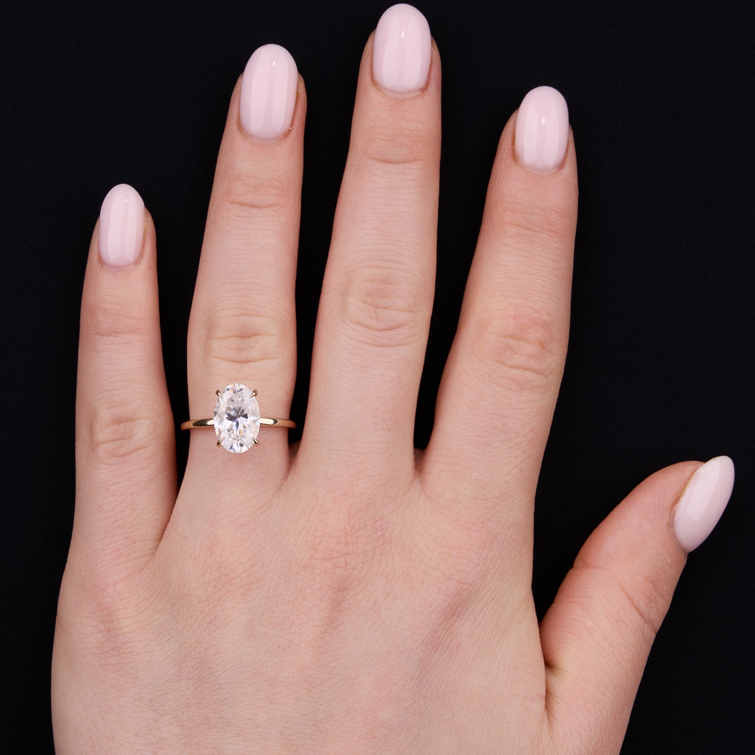 1.3 Carats Oval Shape Solitaire Moissanite Engagement Ring