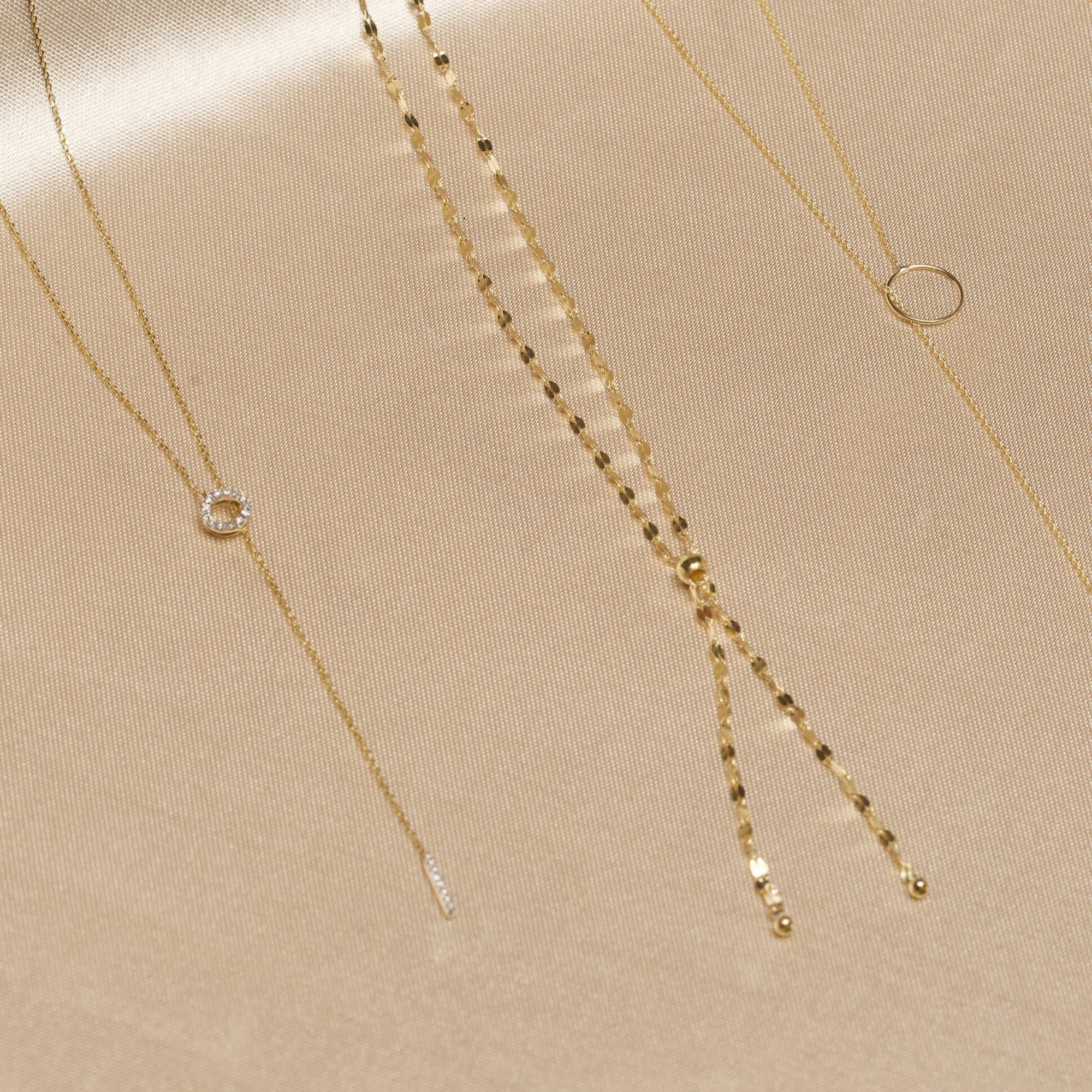 0.10 Carats Round Shape Moissanite Open Circle Lariat Necklace