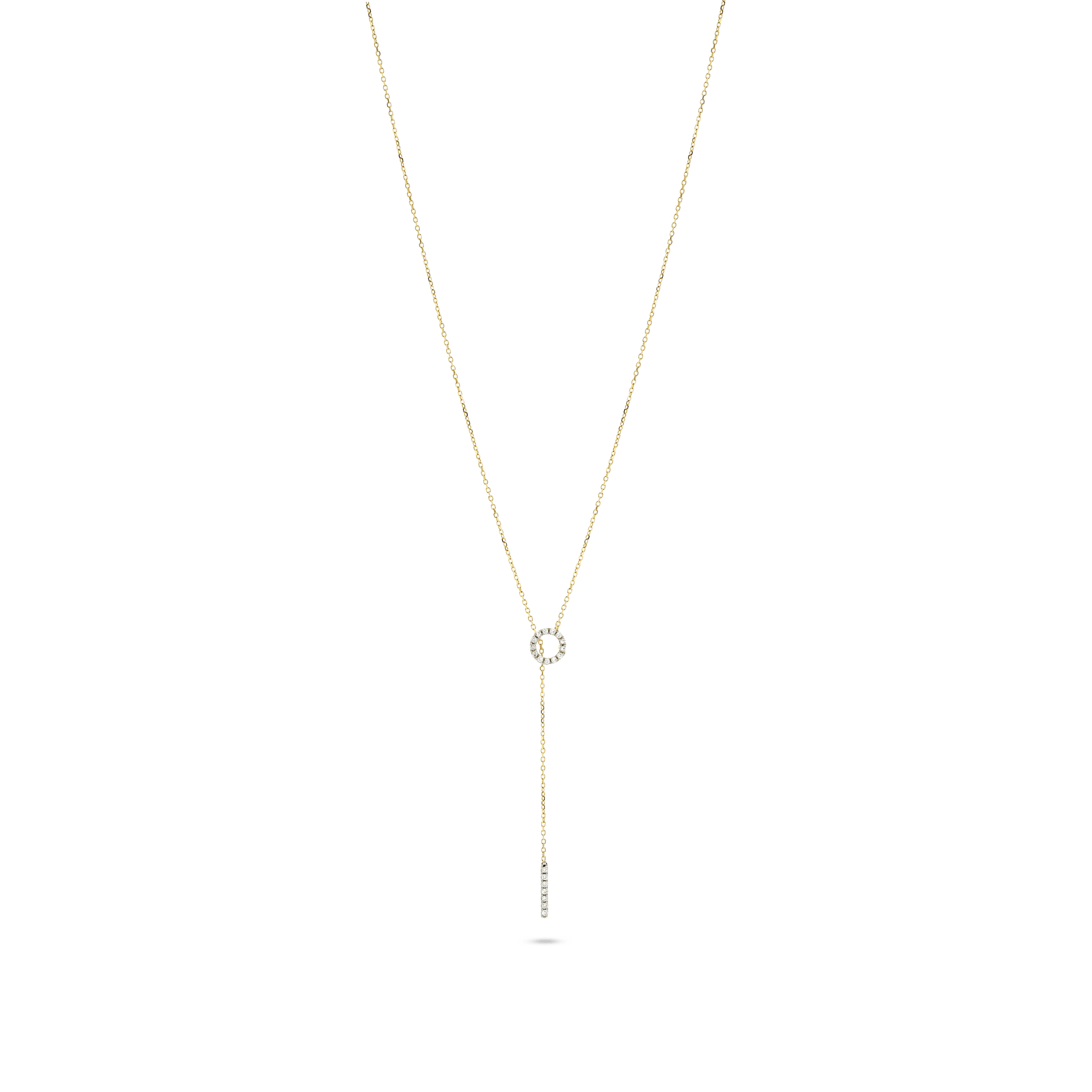 0.10 Carats Round Shape Moissanite Open Circle Lariat Necklace