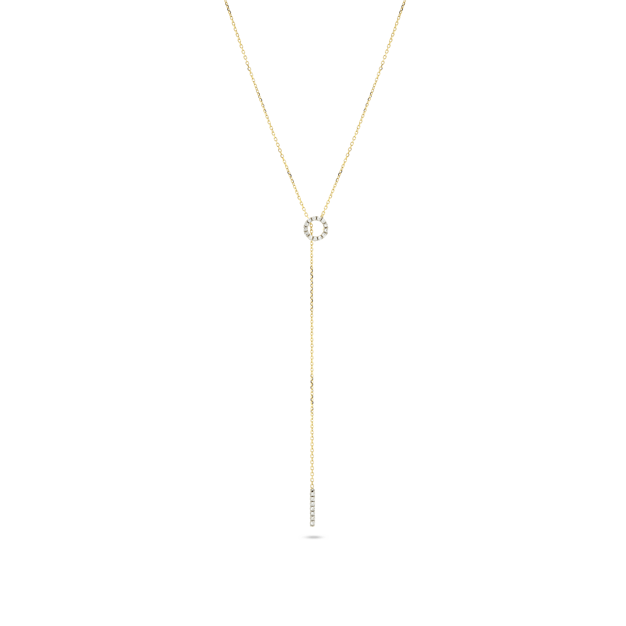 0.10 Carats Round Shape Moissanite Open Circle Lariat Necklace