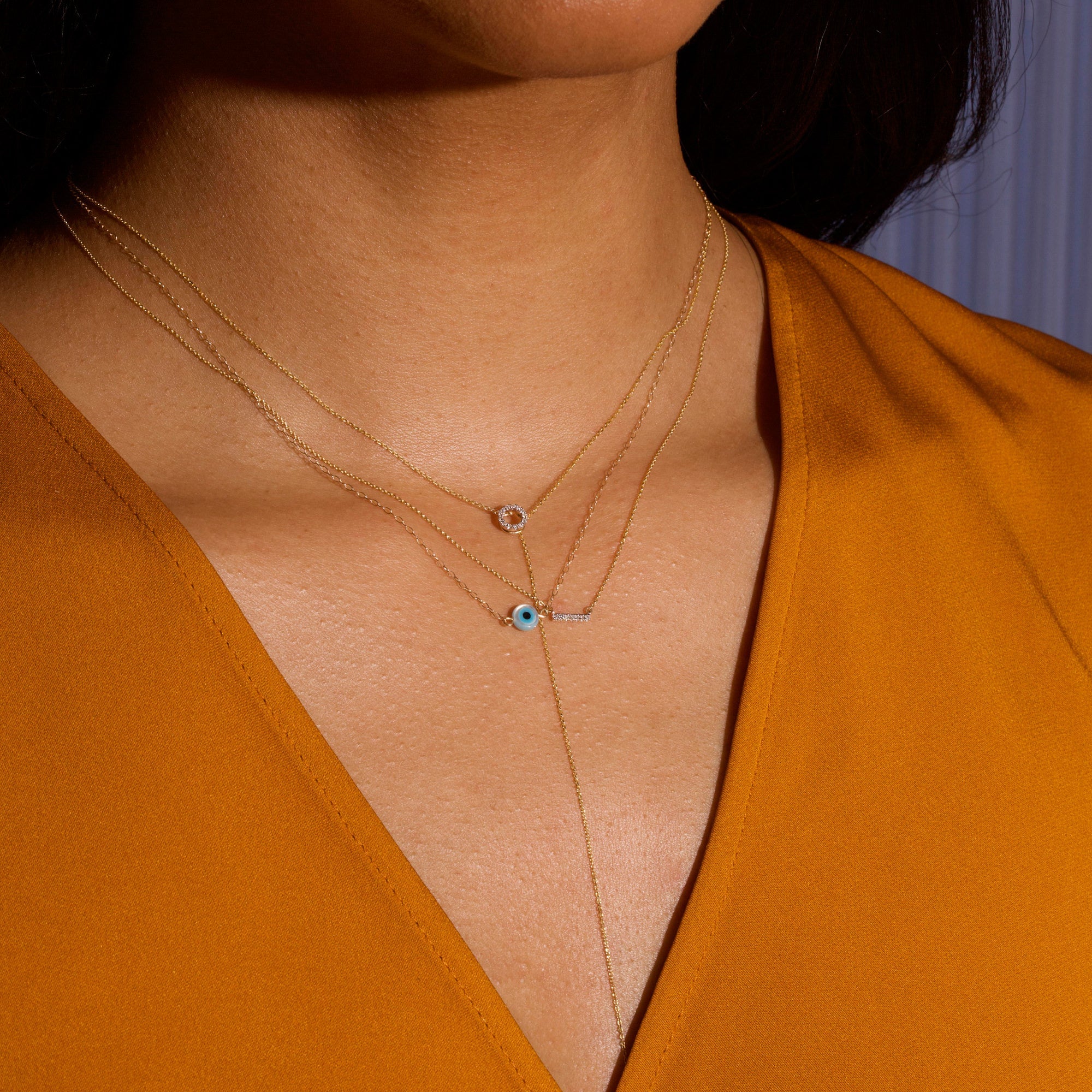 0.10 Carats Round Shape Moissanite Open Circle Lariat Necklace
