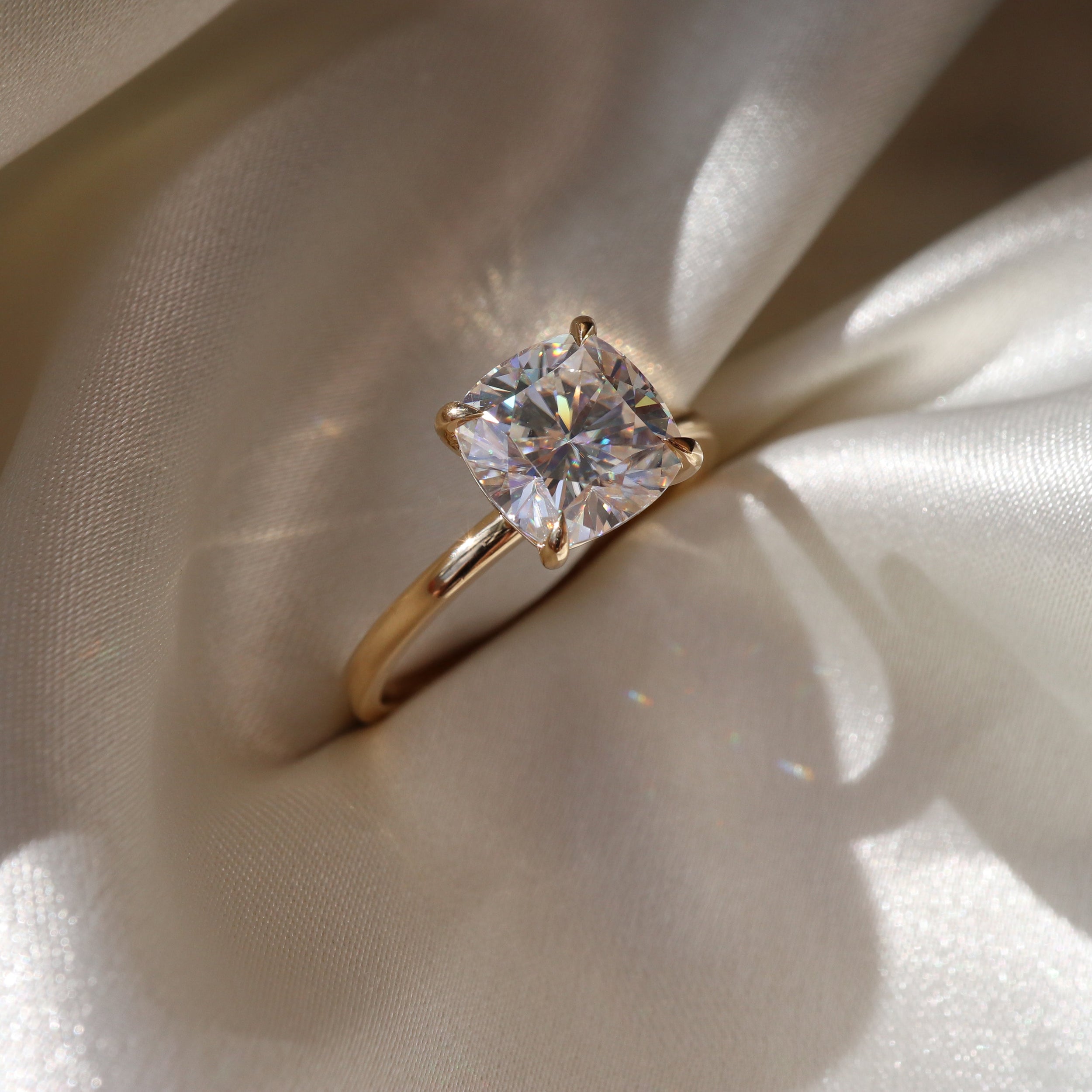 0.70 Carats Cushion Shape Moissanite Solitaire Engagement Ring