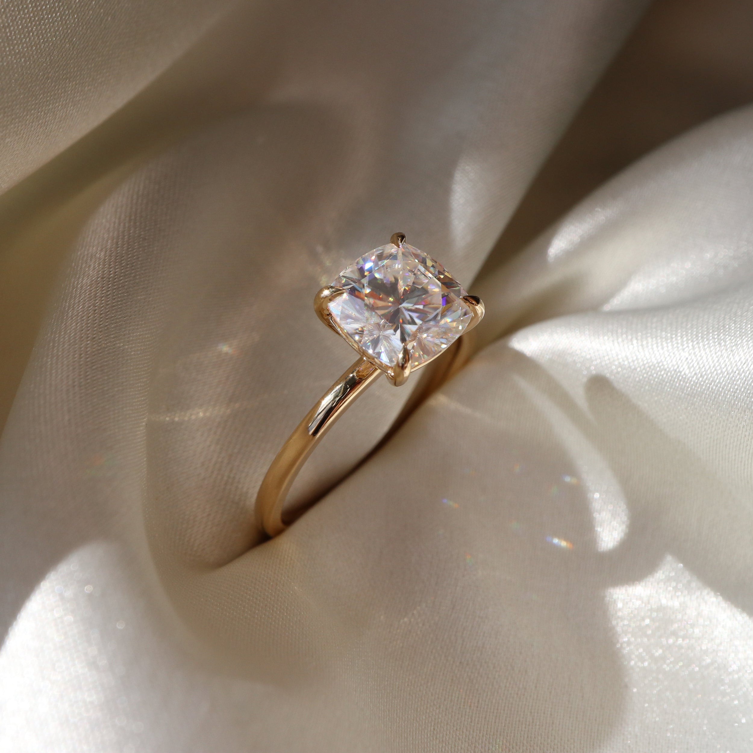 0.70 Carats Cushion Shape Moissanite Solitaire Engagement Ring