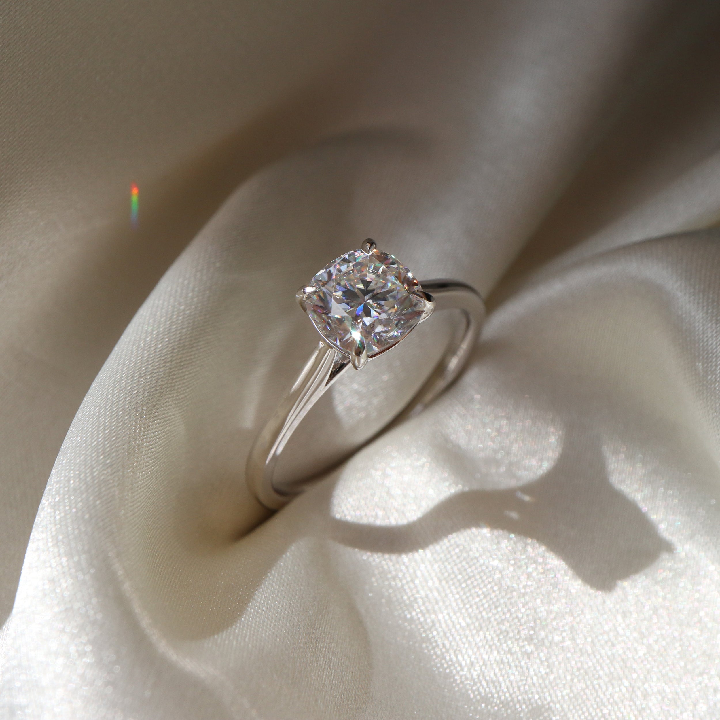 1.20 Carats Cushion Shape Moissanite Solitaire Engagement Ring