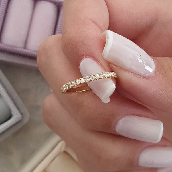 0.25 Carats Lab Grown Diamond Round Shape Half Eternity Wedding Band
