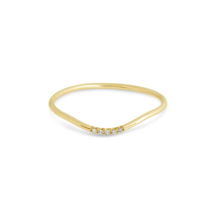 0.025 Carats Lab Grown Diamond Round Shape Curved Wedding Band