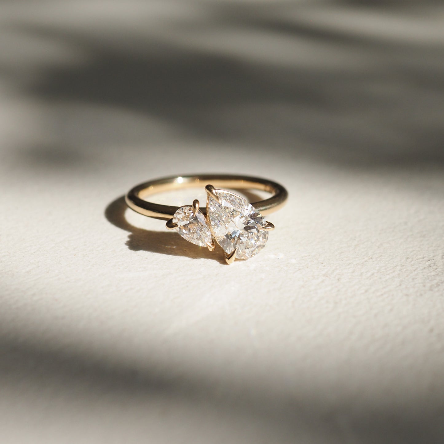 1.5 CT Pear G/VS1 CVD Diamond Two Stone Engagement Ring