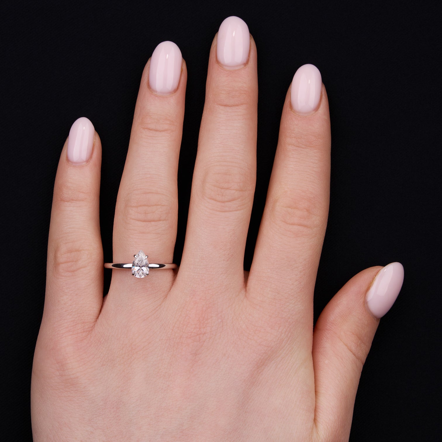 1.30 Carats Pear Shape Solitaire Moissanite Engagement Ring