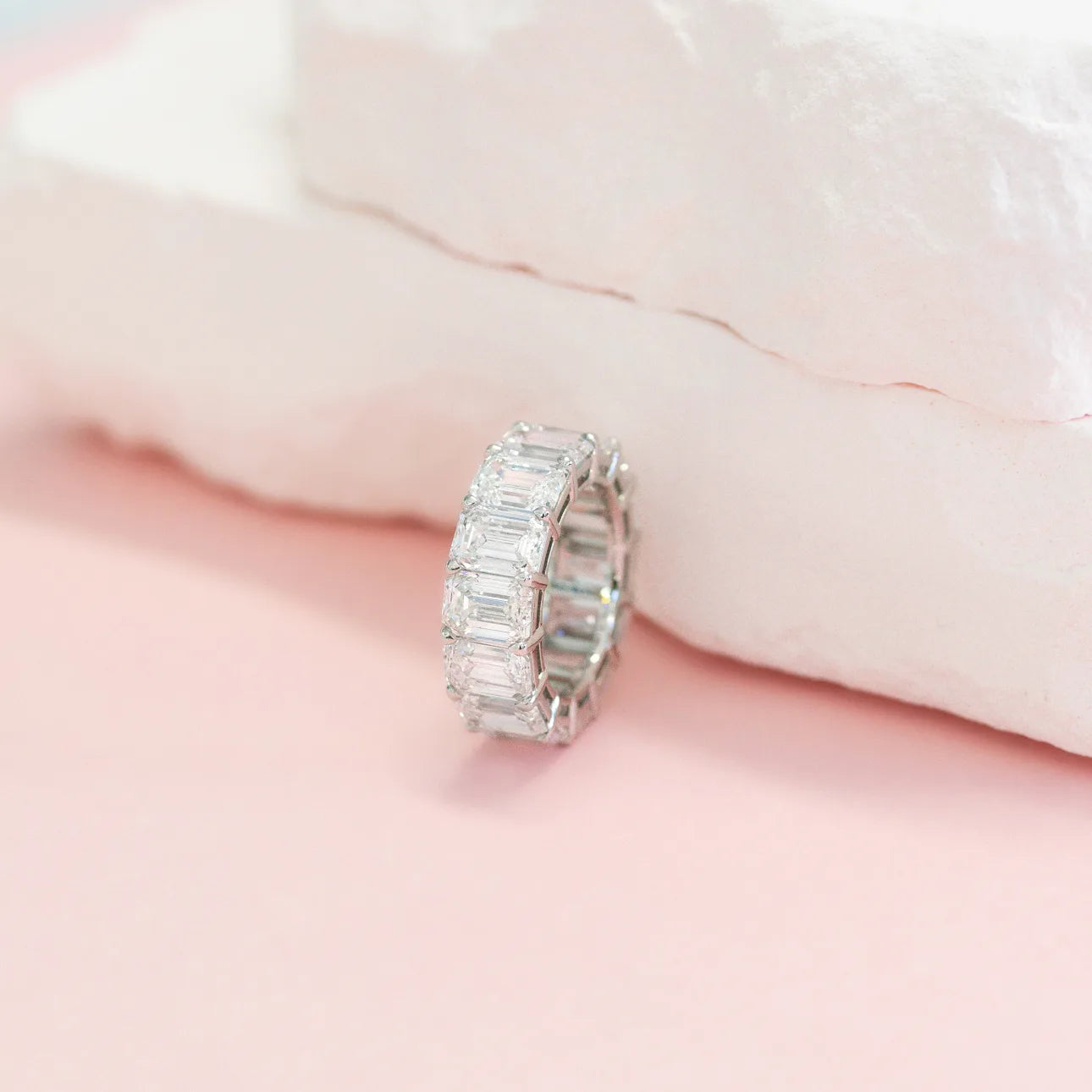 5.0 Carats Lab Grown Diamond Emerald Shape Full Eternity Wedding Band