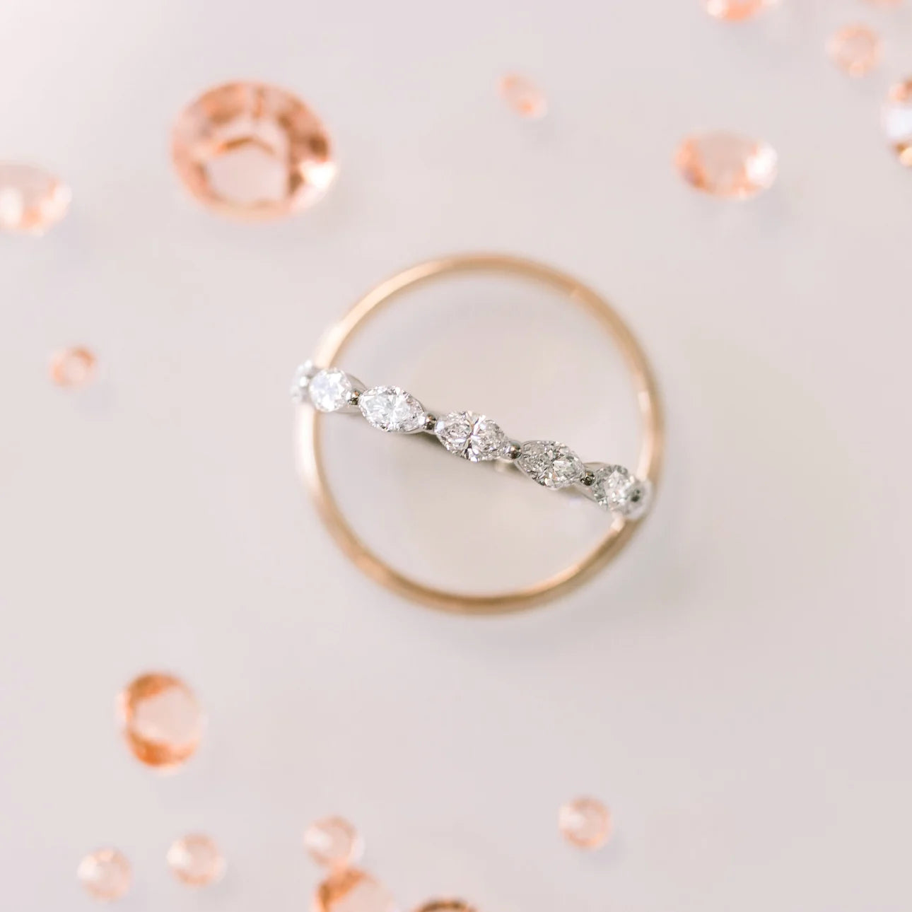 1.30 Carats Lab Grown Diamond Marquise Shape Bezel Wedding Band